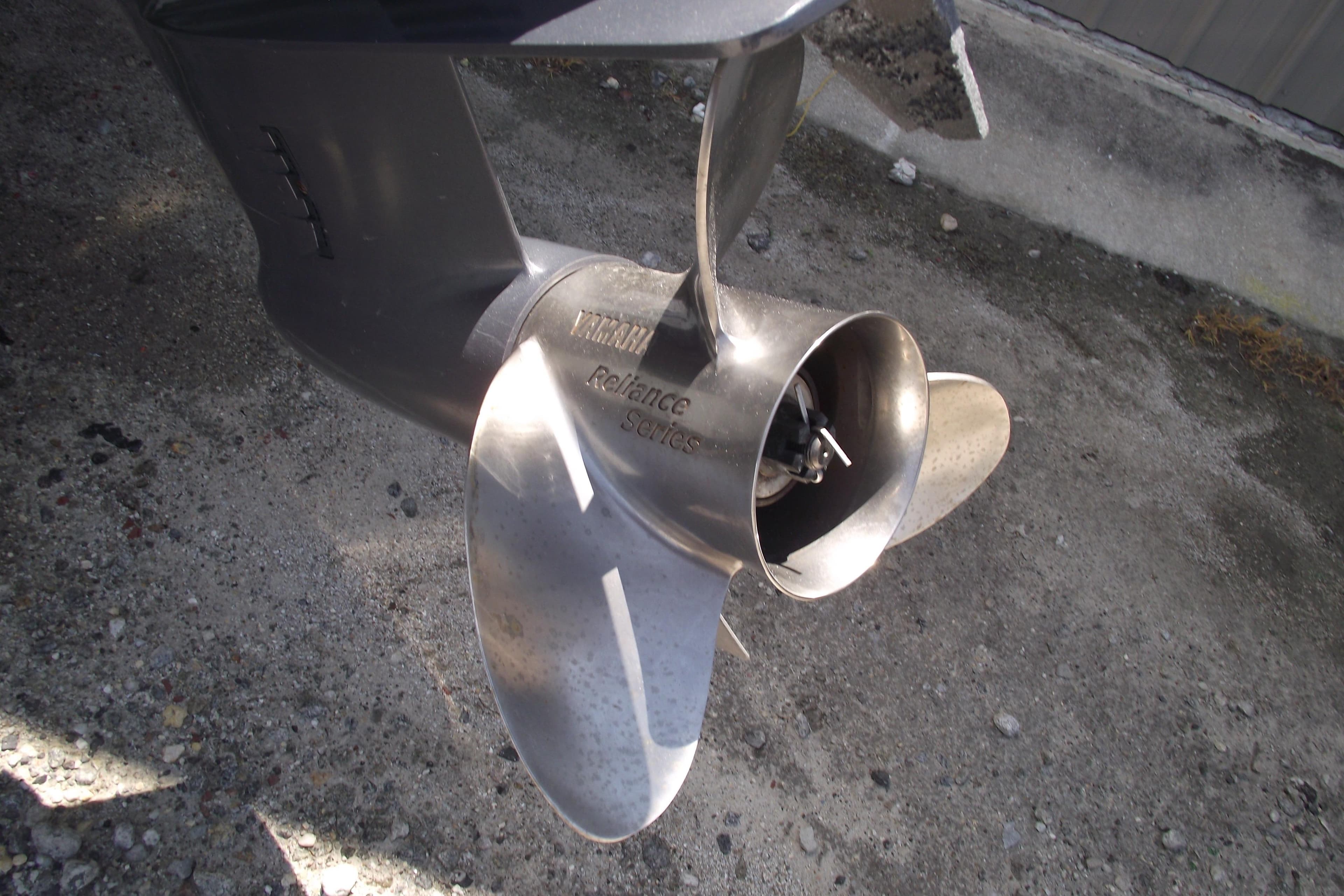 Close-up of a Yamaha Reliance Series propeller on a 2020 Sportsman Open 212 Center Console.