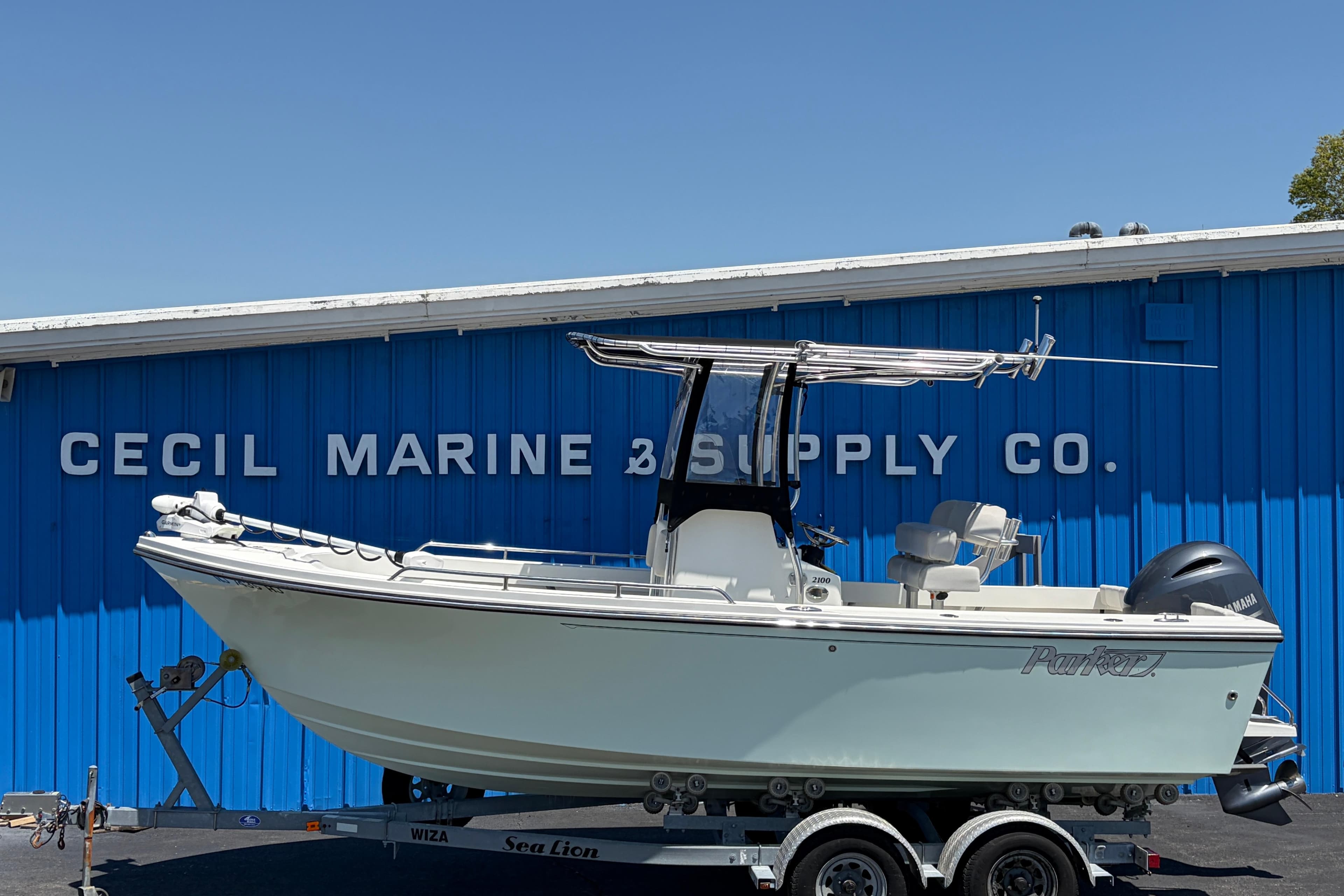 2016 Parker 2100 Center Console boat on trailer at Cecil Marine Supply Co.