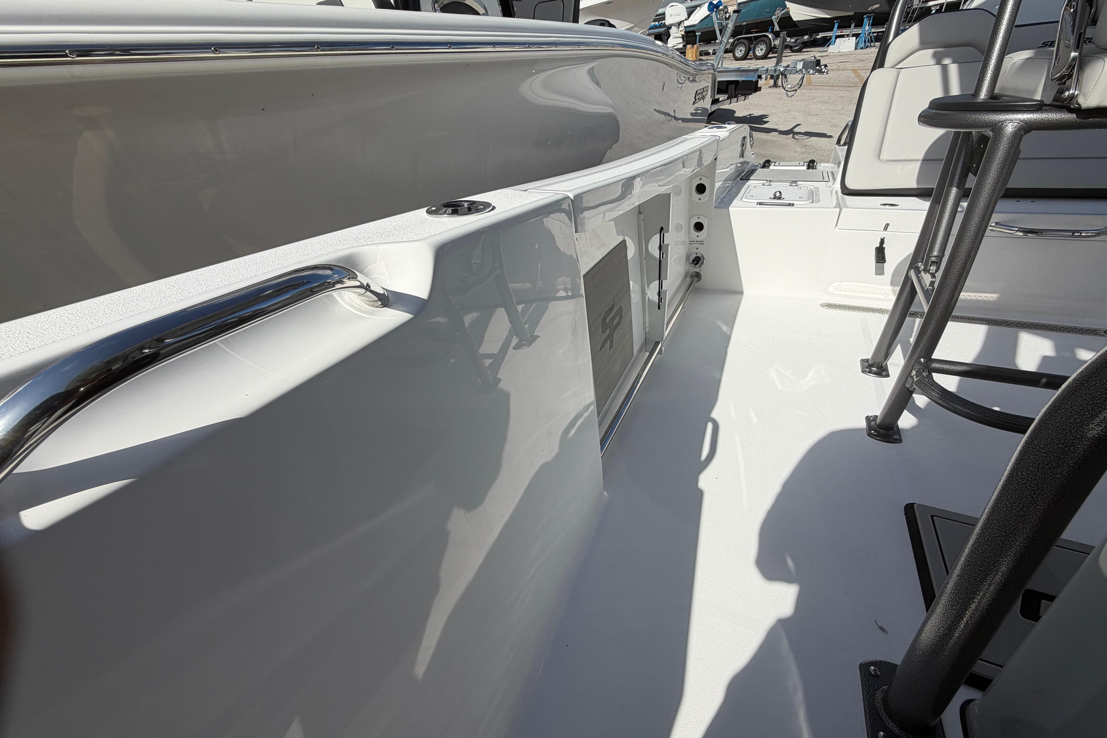 2026 Sea Pro 225FLX Sandbar boat interior with sleek design and modern features.
