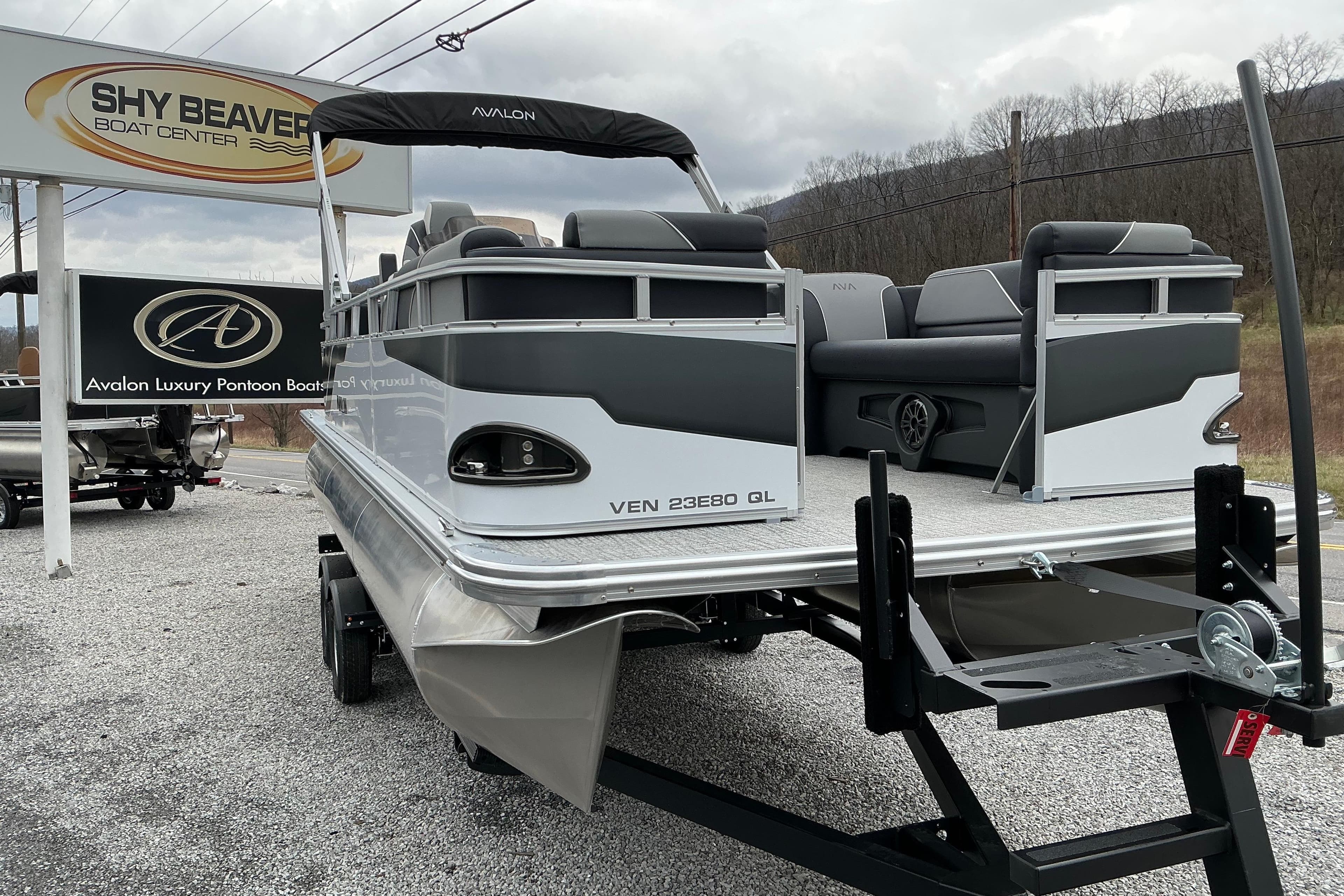 2026 Avalon Venture 23 Quad Lounge pontoon boat at Shy Beaver Boat Center.