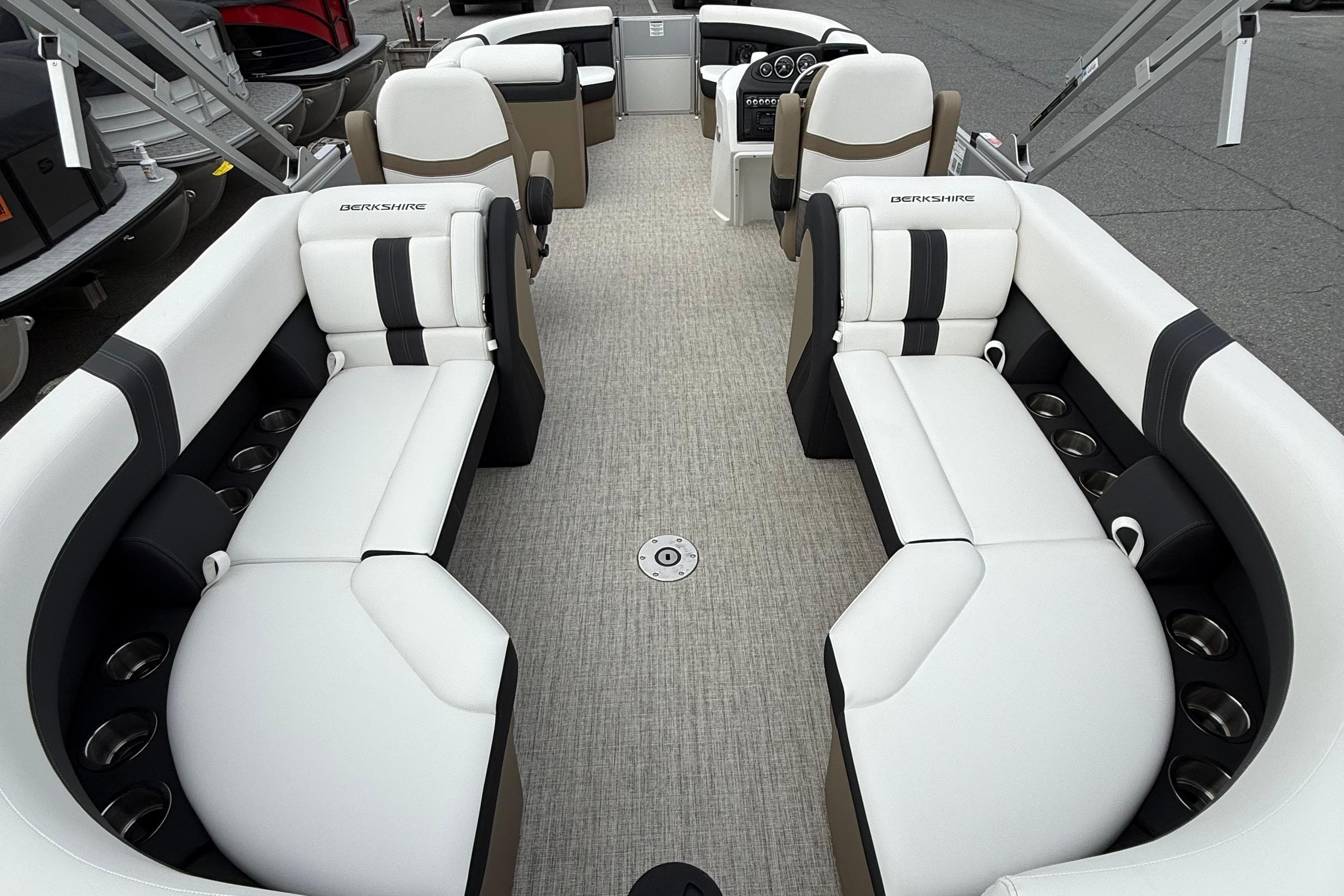 2026 Berkshire 24 RFX CTS pontoon boat interior with luxurious seating and modern design.