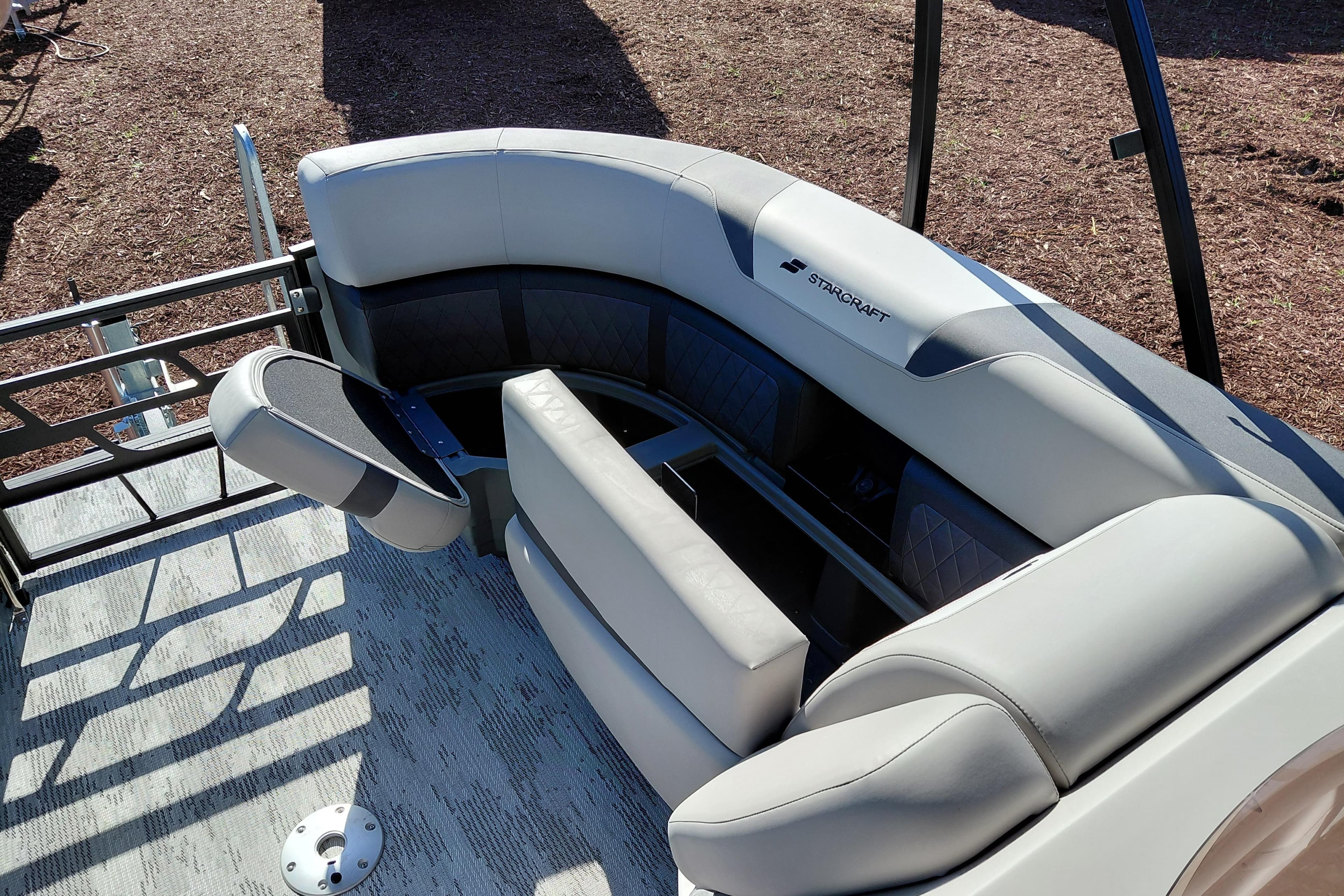 2026 Starcraft SLS 3 Q DH boat interior with luxurious seating and modern design.