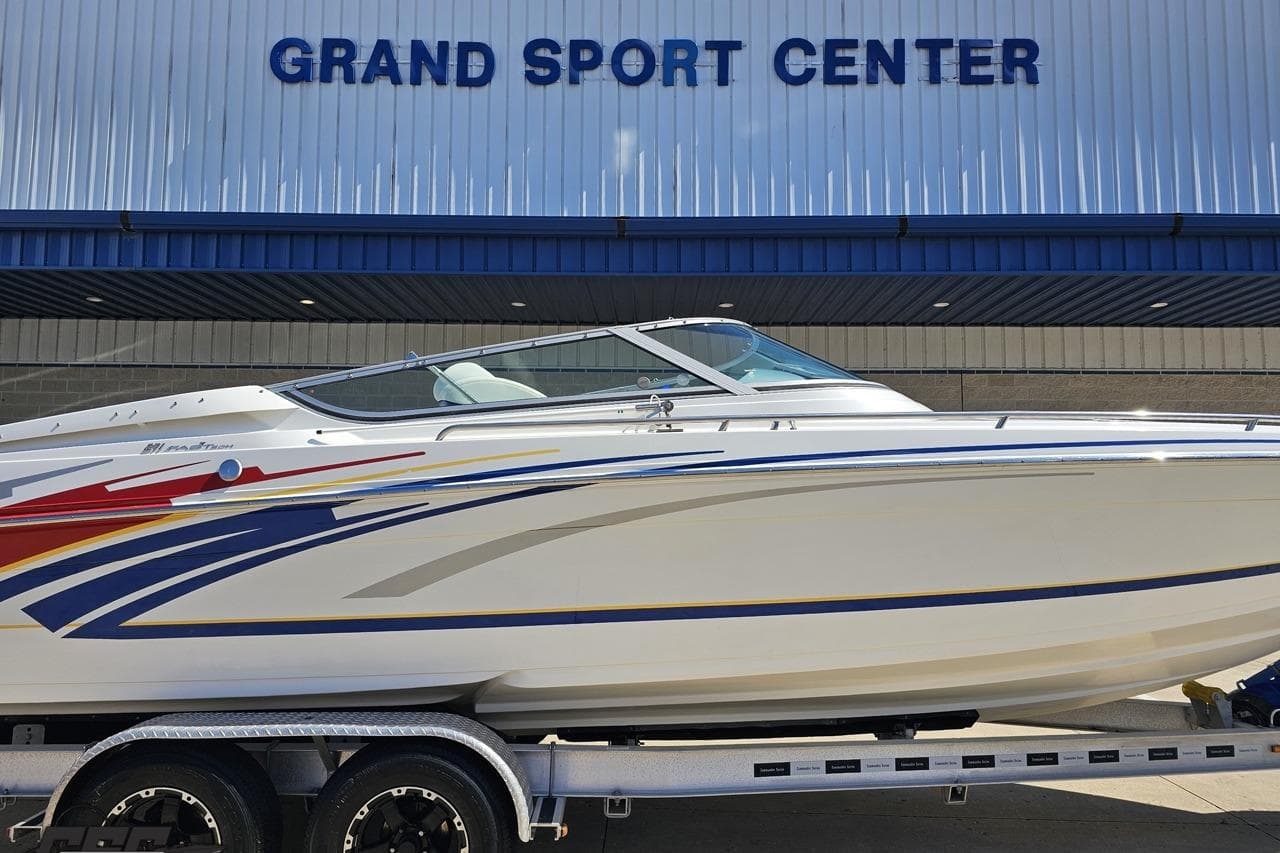 2008 Formula 271 FASTech boat at Grand Sport Center, featuring sleek design and vibrant graphics.