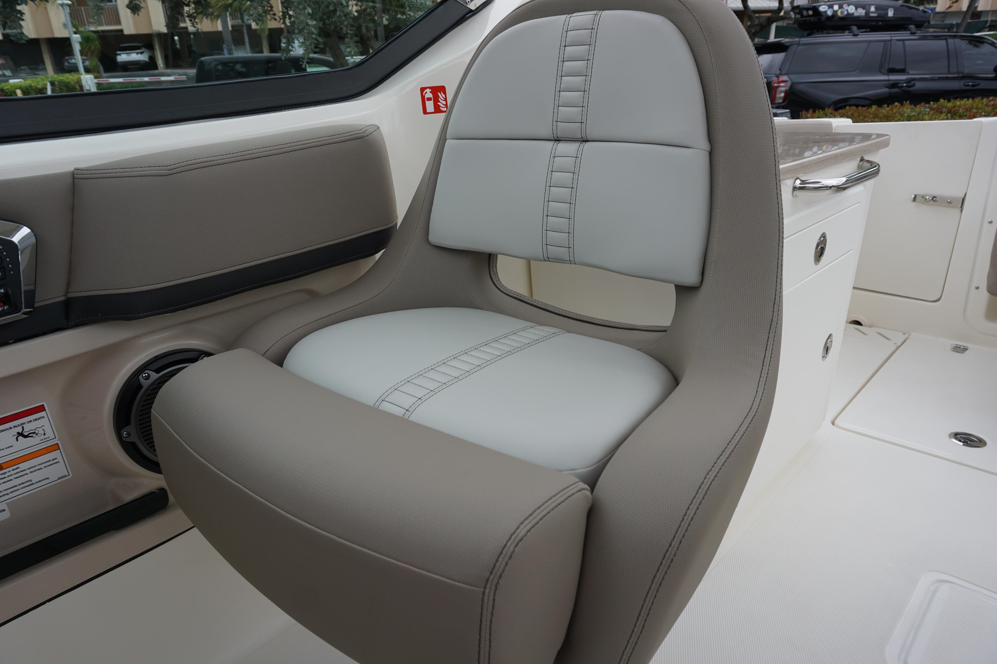 2026 Boston Whaler 240 Vantage boat seat, featuring modern design and comfortable upholstery.
