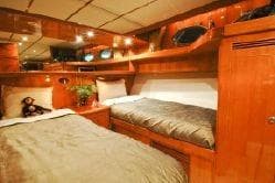 Luxurious twin cabin in 2004 Ocean Alexander 548 Pilothouse yacht.