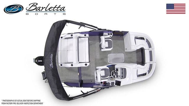 2024 Barletta Corsa 21UC pontoon boat, top view, showcasing spacious seating and modern design.