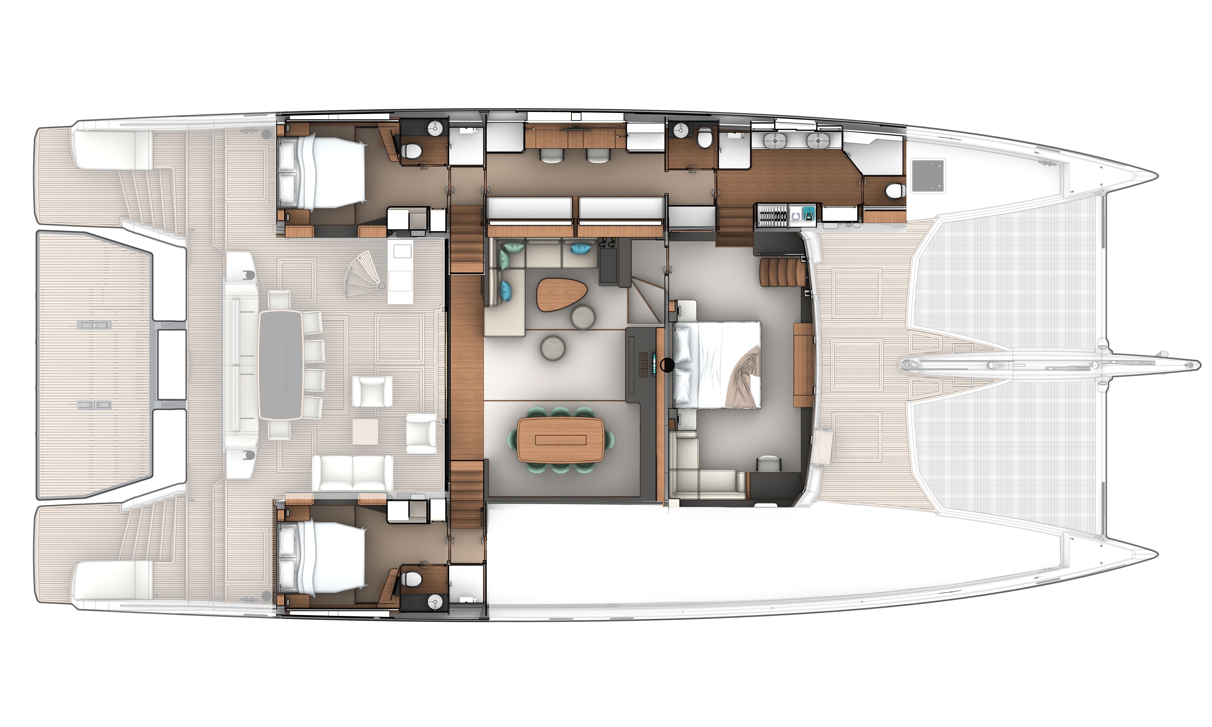 Floor plan of JFA Long Island 87 yacht, year 2028.
