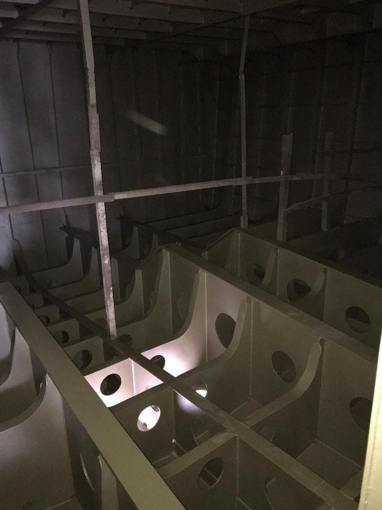 Interior structure of 2015 Custom Line 140 Explorer Type Motor Yacht, showcasing metal framework.