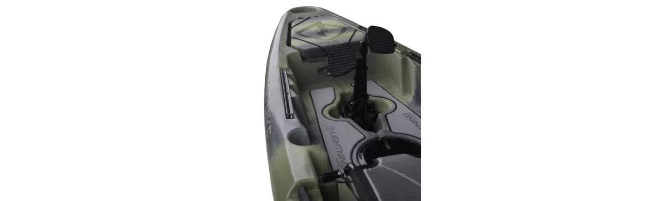 2023 Lightning Kayaks Strike HD close-up of deck and pedal system.