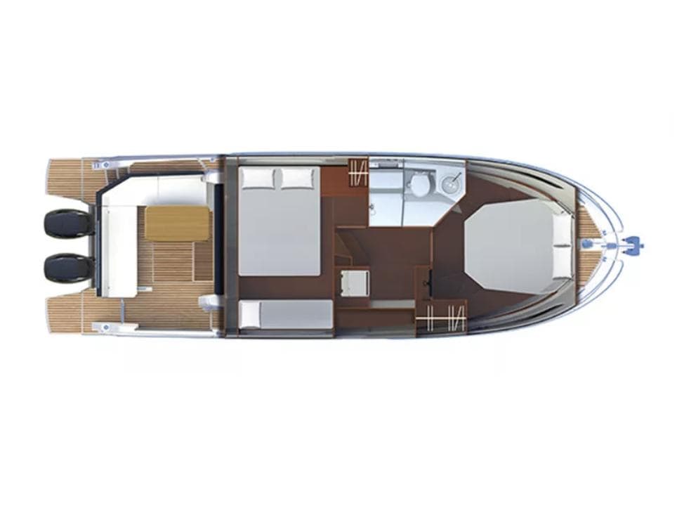 Manufacturer Provided Image: Top view of 2025 Beneteau Antares 11 boat layout, showcasing interior design and features.