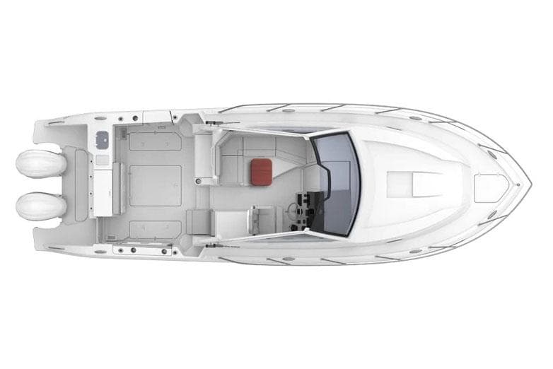Manufacturer Provided Image: Top view of 2025 Pursuit OS 325 Offshore boat layout.