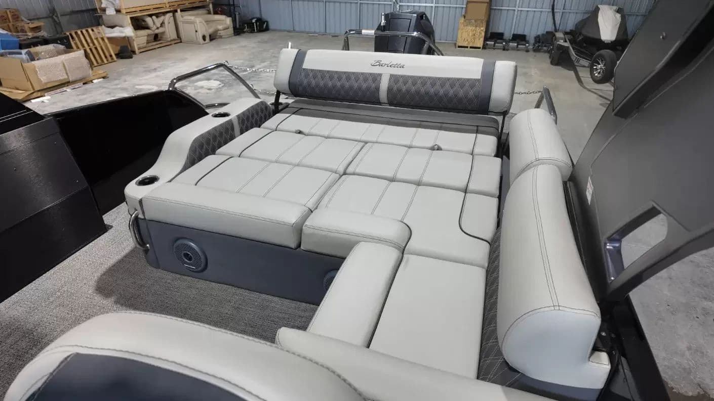 2024 Barletta LEGGERA R26UCA interior view with luxurious seating area.