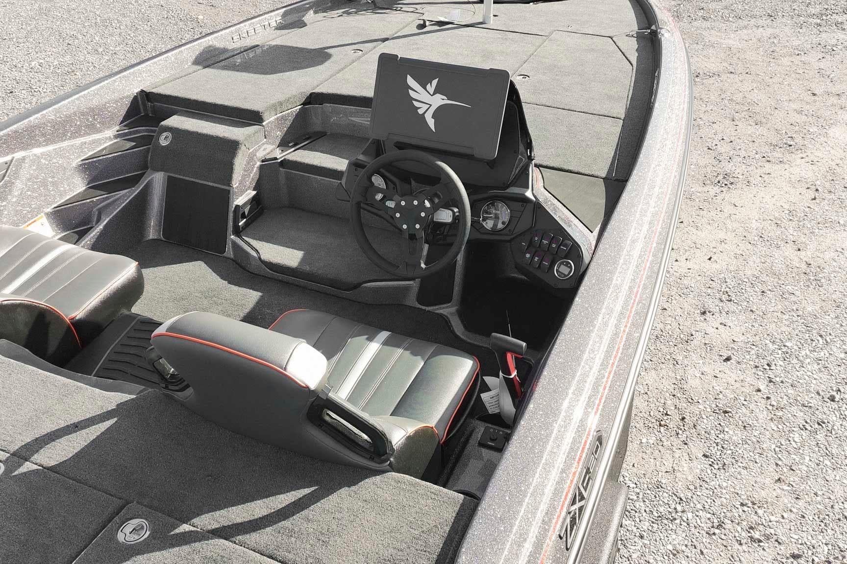 2026 Skeeter ZXE20 boat interior with modern dashboard and seating.
