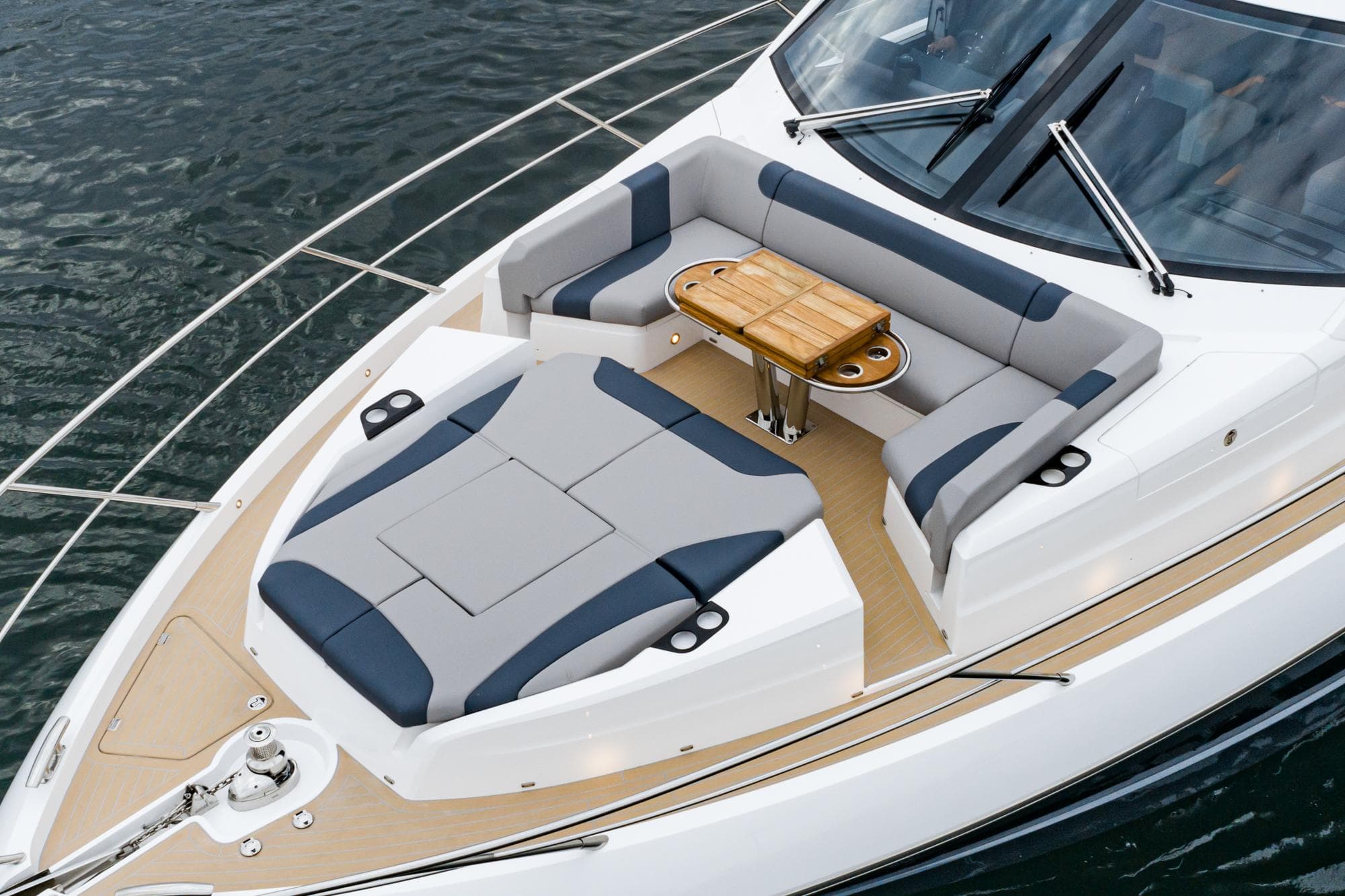 Luxurious deck of Sunseeker Manhattan 68, 2023 model.