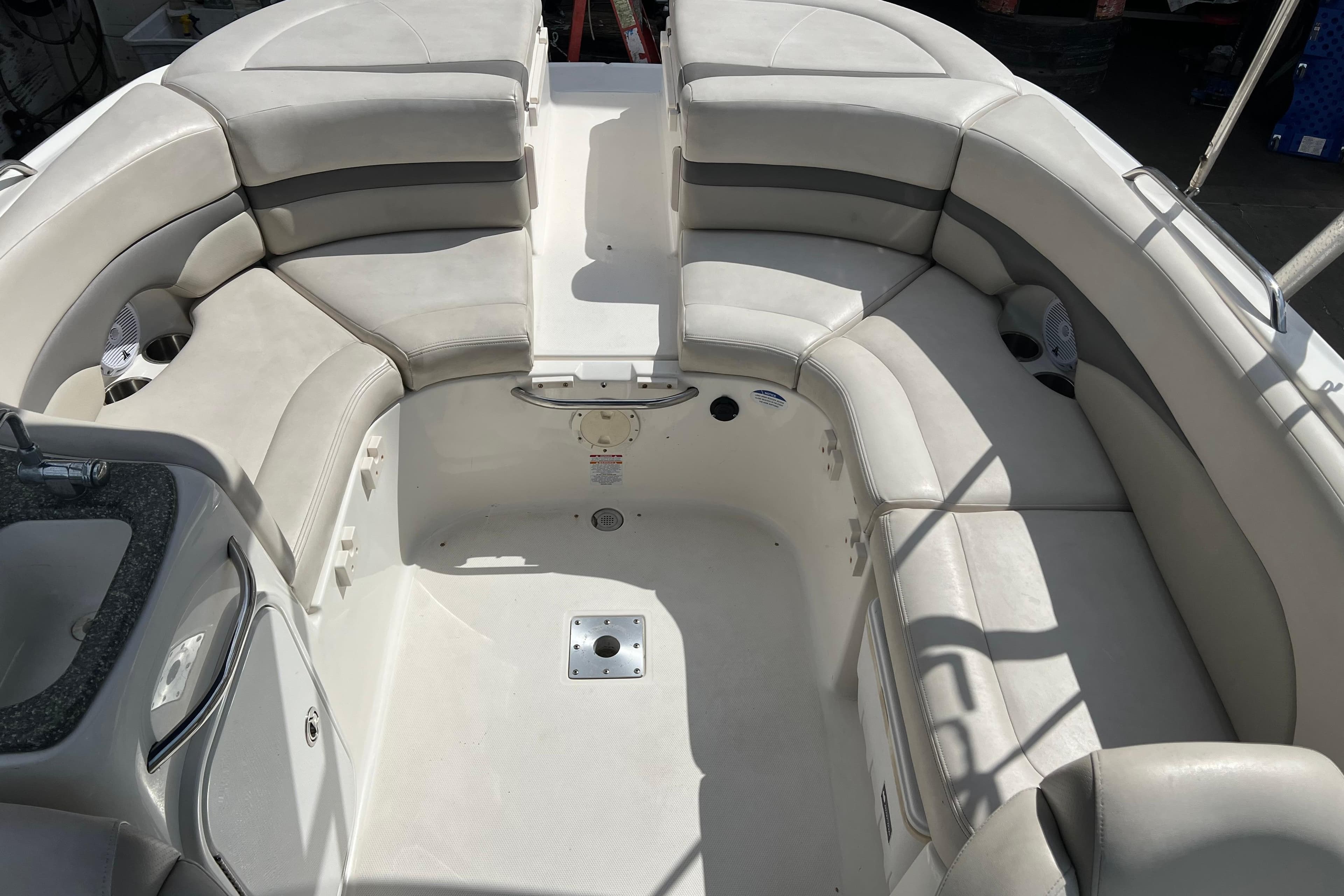 2007 Chaparral 256 SSi boat interior with spacious seating and sleek design.