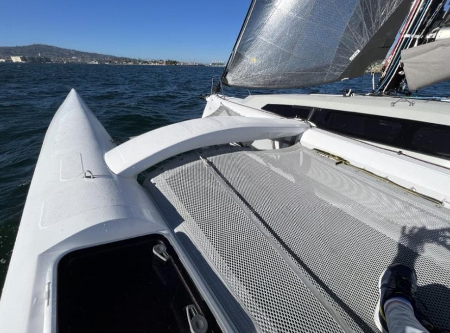 2024 Corsair 880 Standard trimaran on open water.