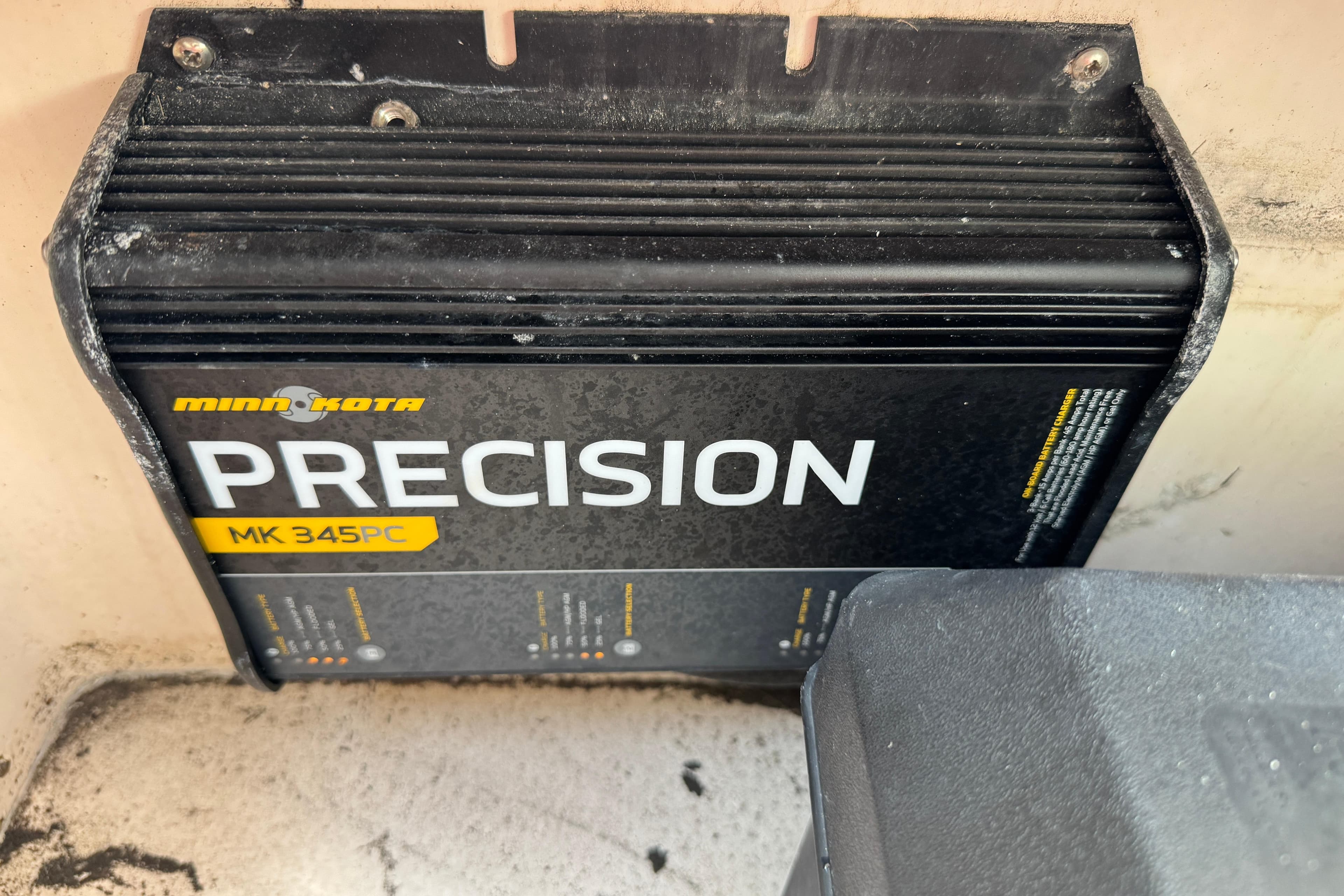 Minn Kota Precision MK 345PC charger installed on a 2001 Intrepid 339 Walkaround boat.