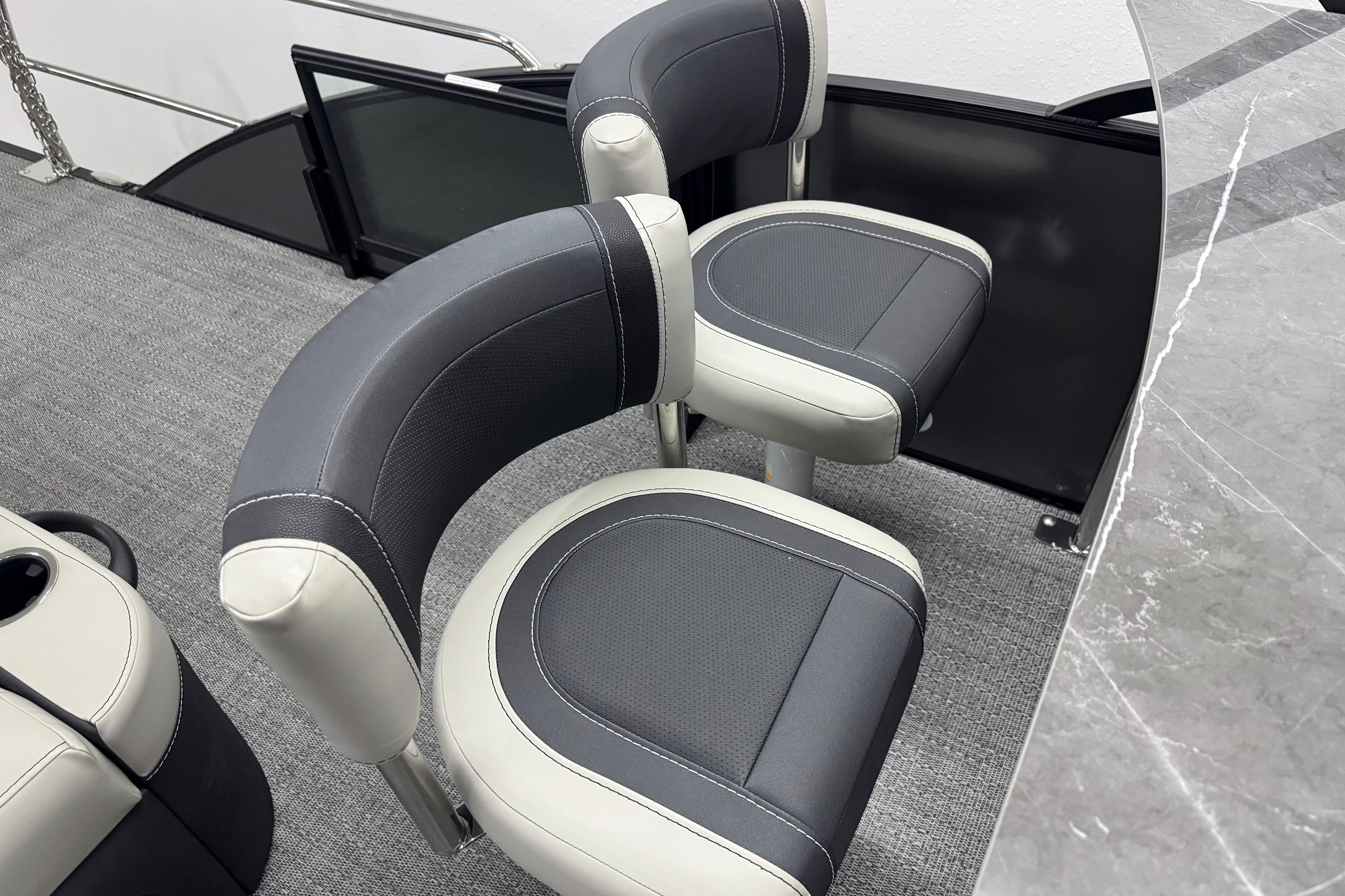 2026 Barletta Cabrio 24UE boat interior with stylish seating and modern design.