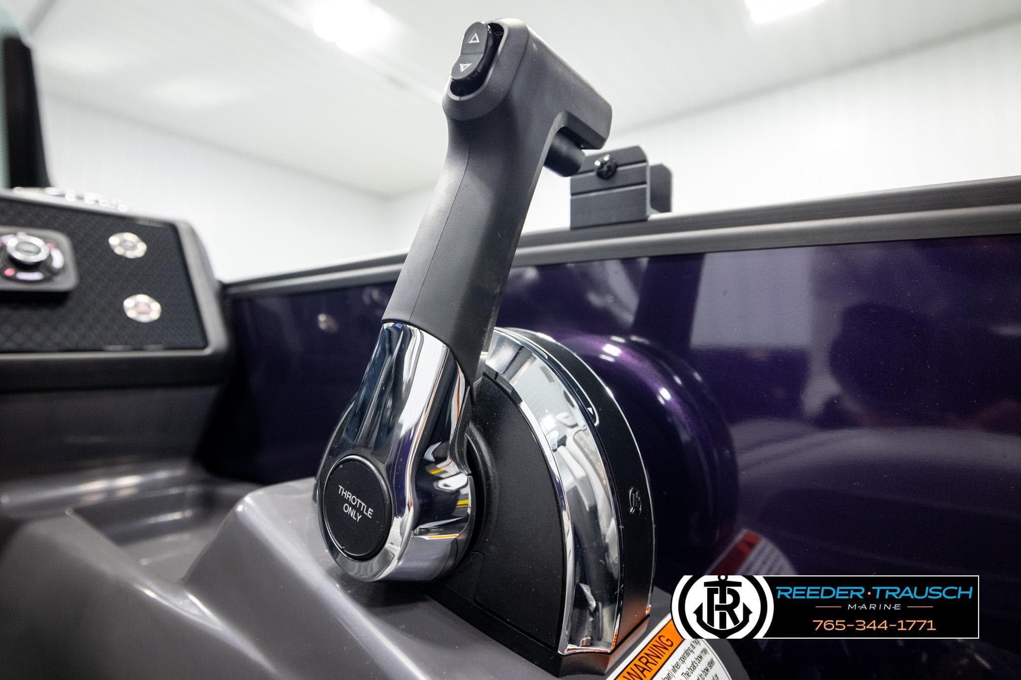 Throttle control of 2026 Bennington 22 MFBSE boat, featuring sleek design and modern controls.