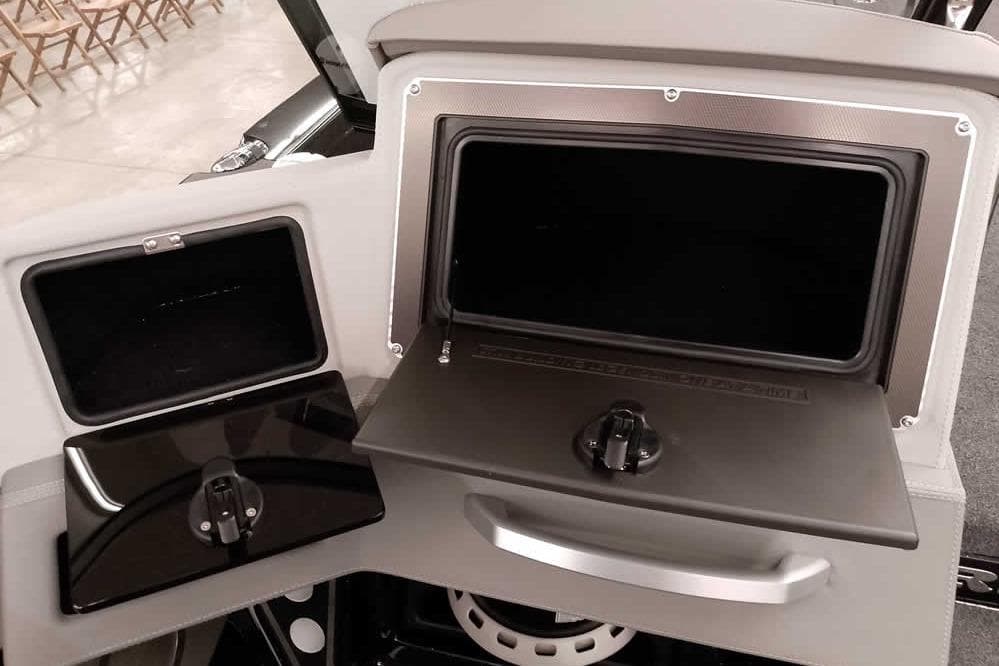 2026 Ranger 622FS Pro boat storage compartments with sleek design and secure latches.