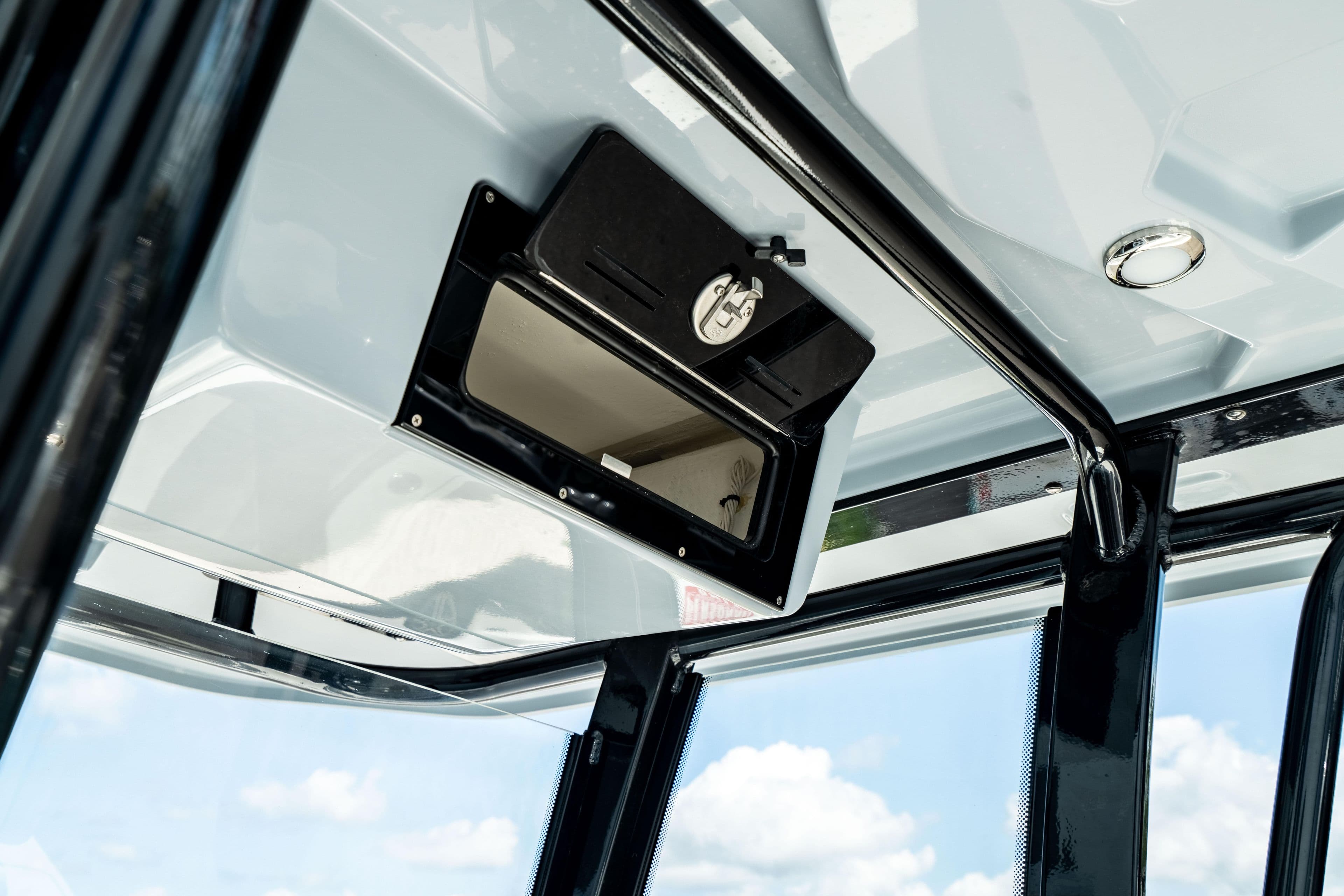 Overhead compartment in 2025 Crevalle 26 HBW boat.