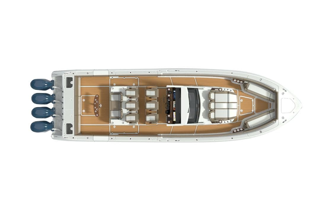 Manufacturer Provided Image: Top view of 2025 Everglades 455 Center Console boat with four engines.