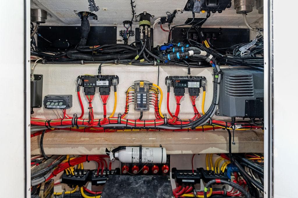 2020 Front Runner 39 CC boat electrical system with organized wiring and components.