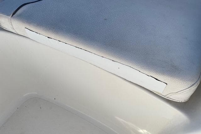 Worn seat cushion on 2014 Sea Hunt Escape 235 SE boat.