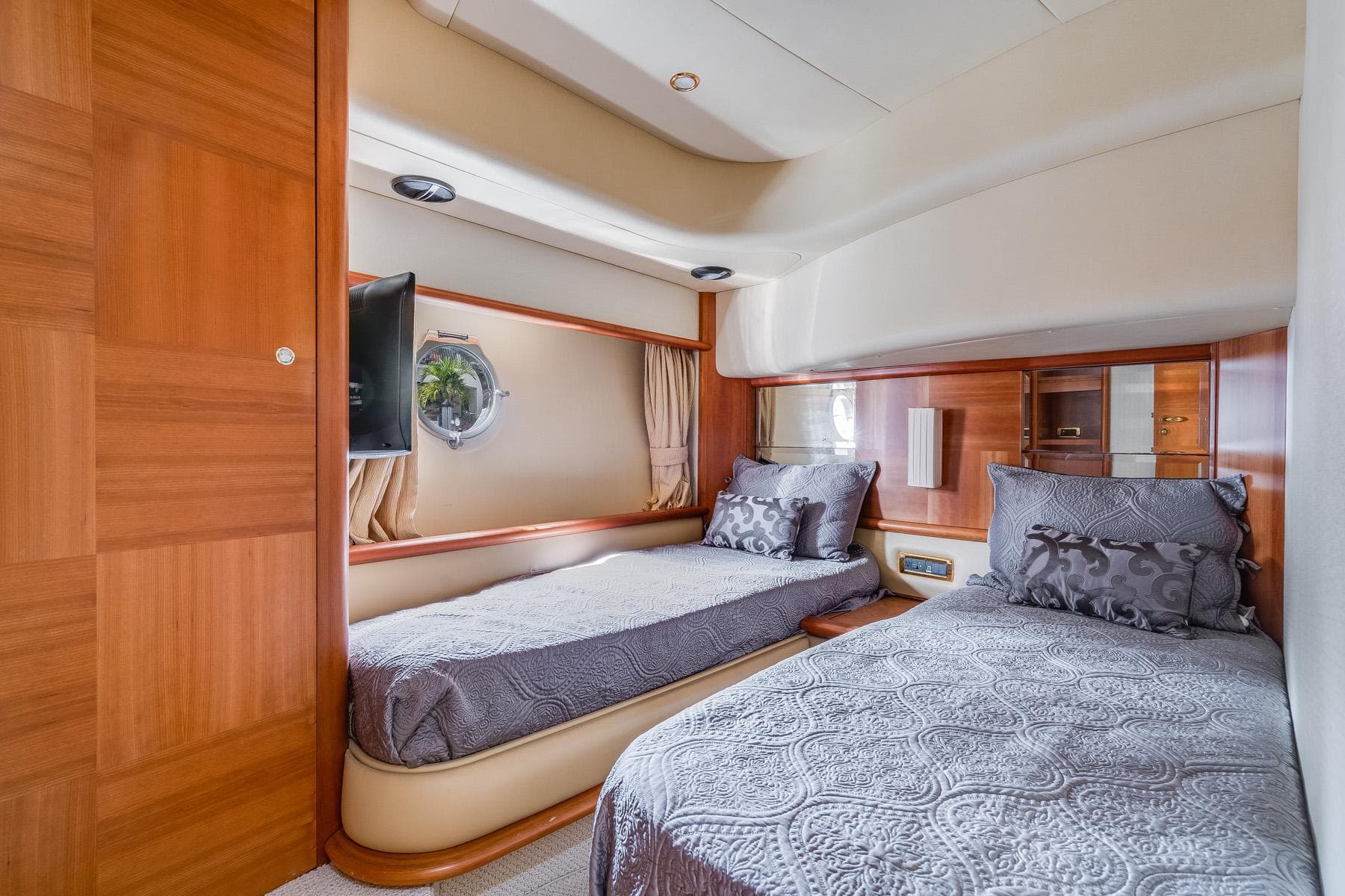 Luxurious cabin of the 2009 Azimut 62E yacht.