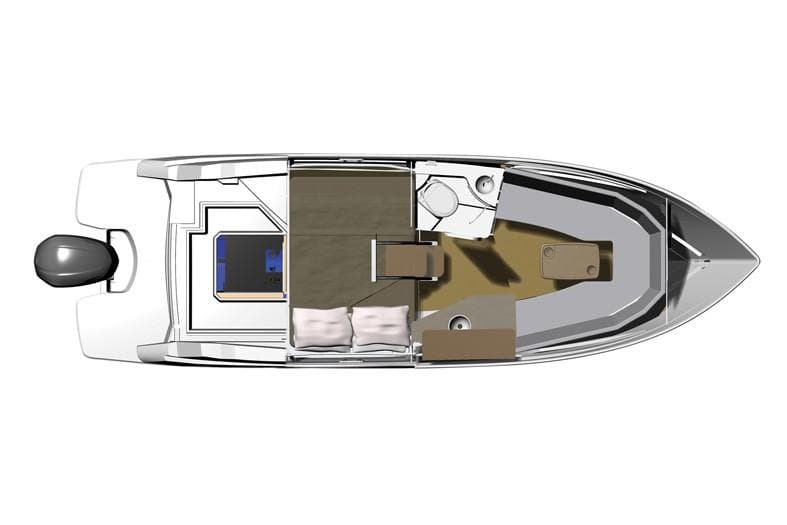 Manufacturer Provided Image: Top view of 2026 Regal 26 XO boat layout with interior features.