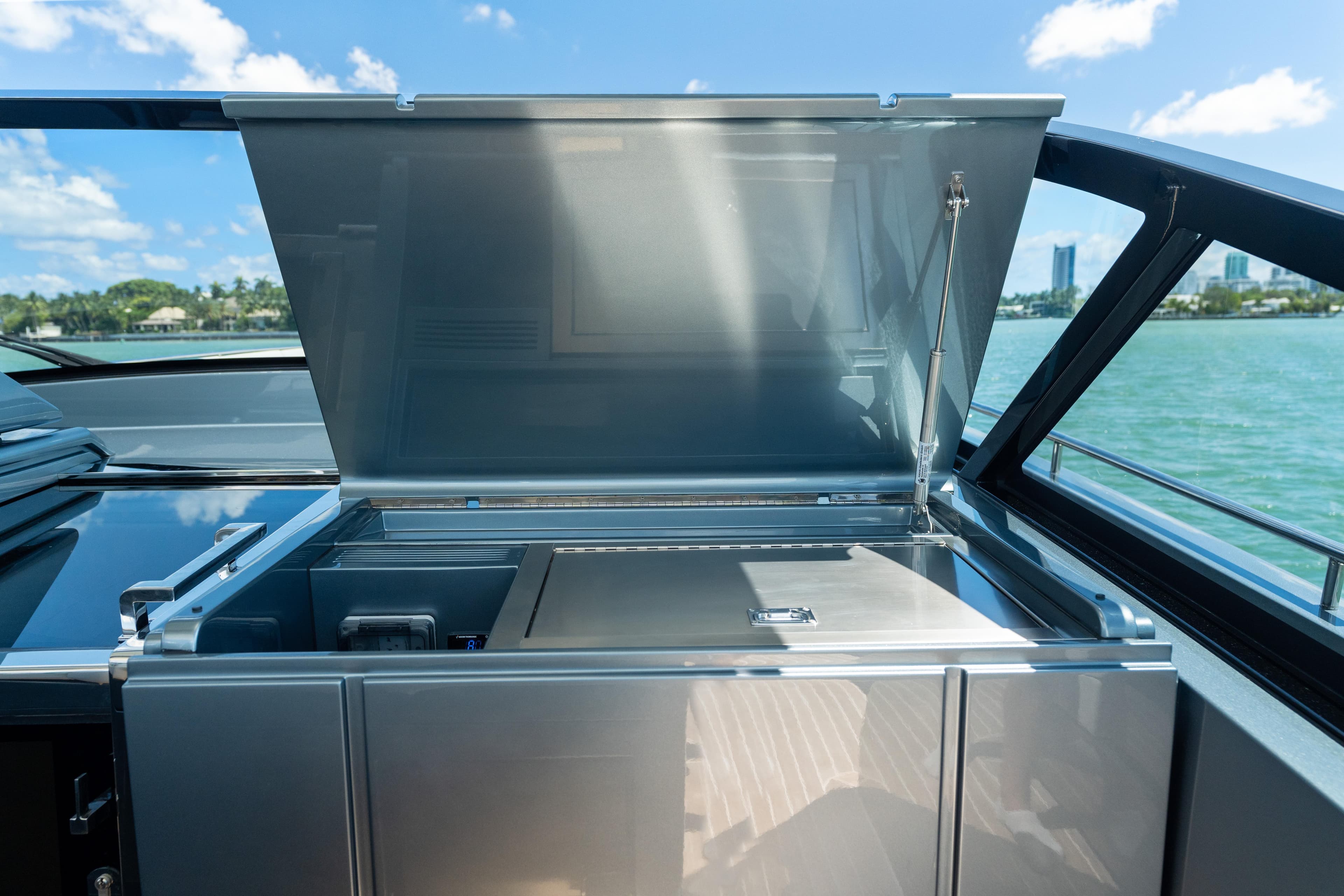 2024 CNM CONTINENTAL 54 SuperSport yacht with open deck storage, ocean view.