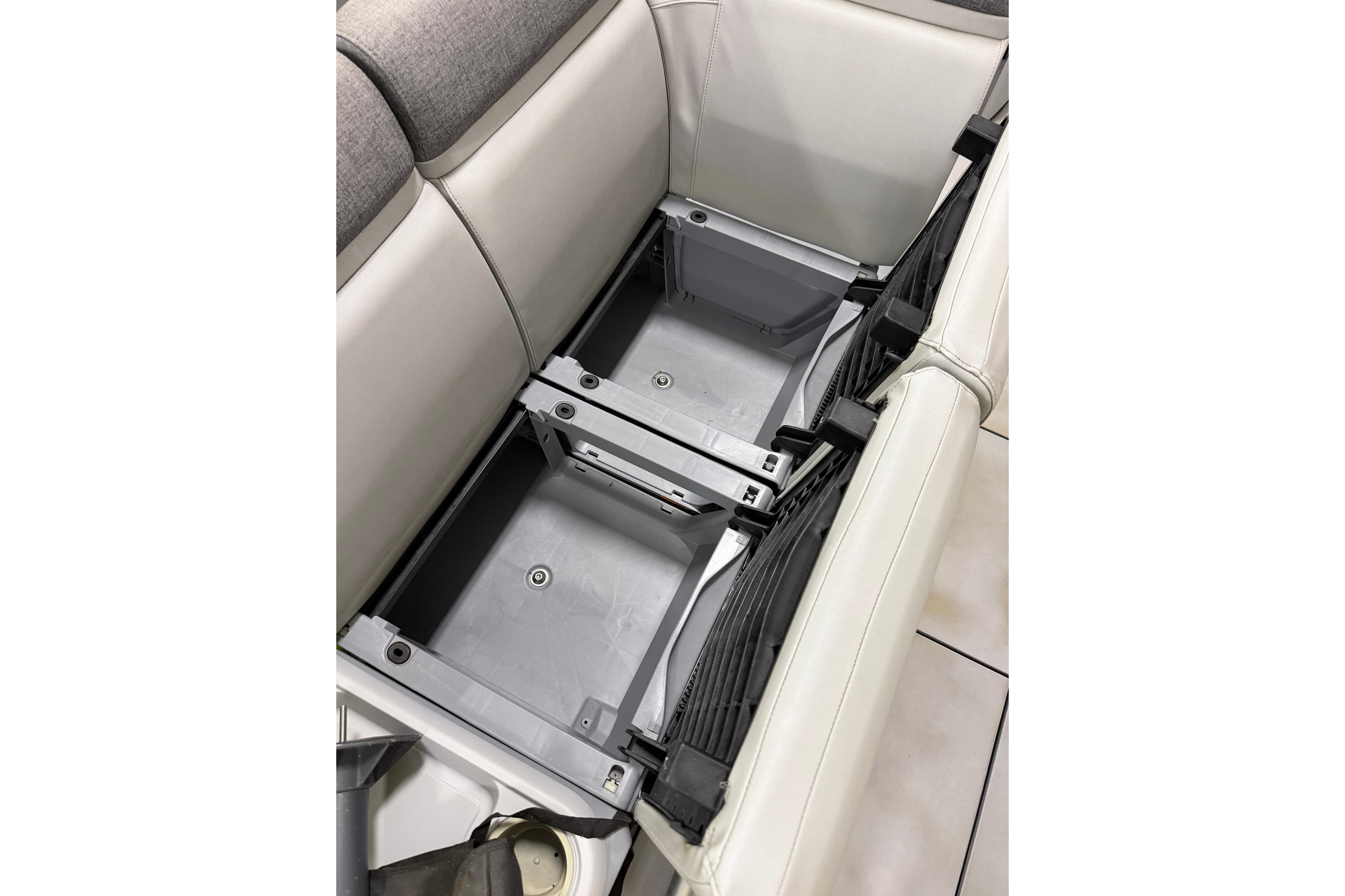 2022 Sea-Doo Switch Cruise 21 under-seat storage compartment, showcasing spacious design and functionality.