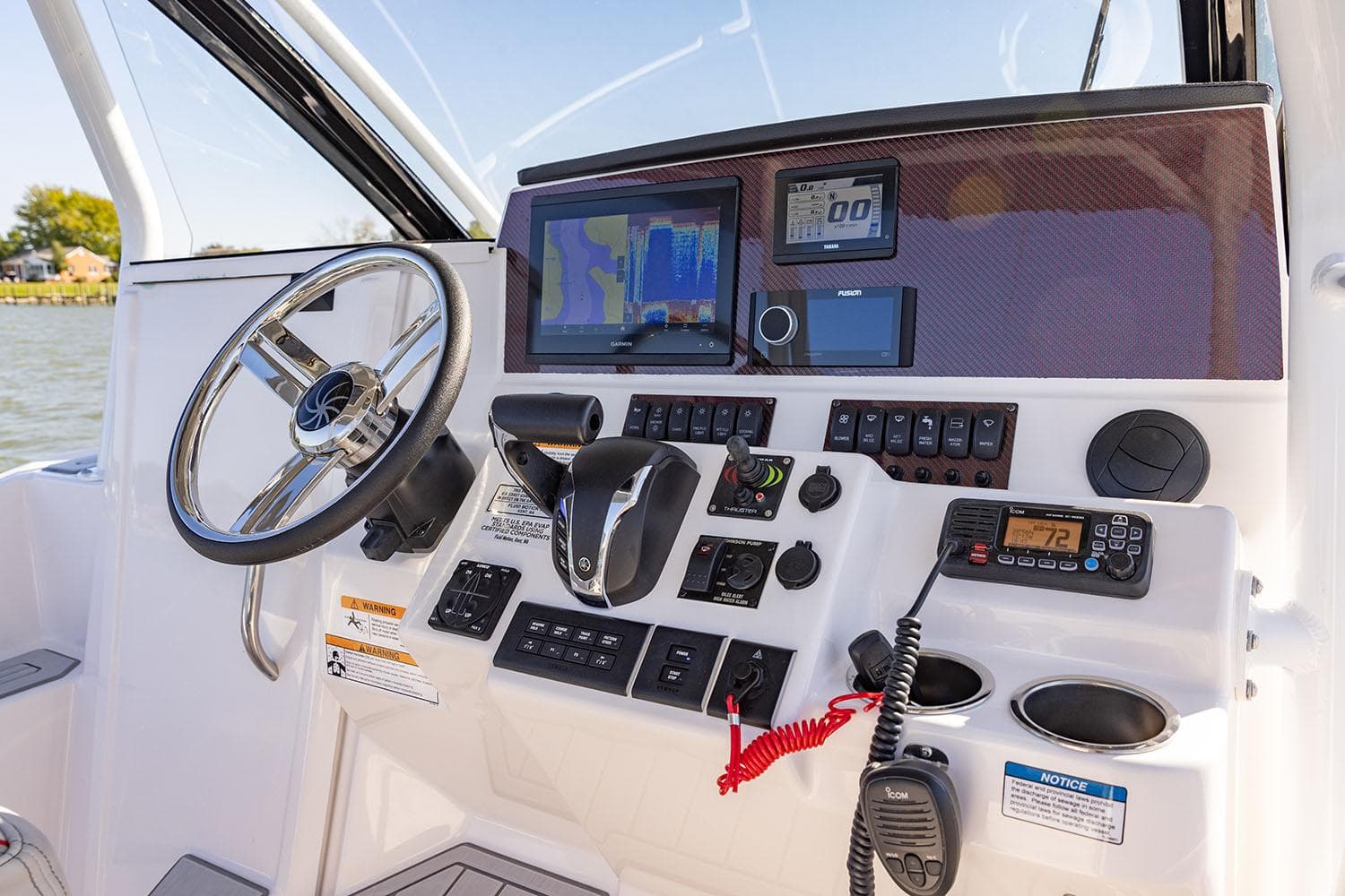 Manufacturer Provided Image: 2025 Solara S-250 CW boat dashboard with navigation screens and controls.