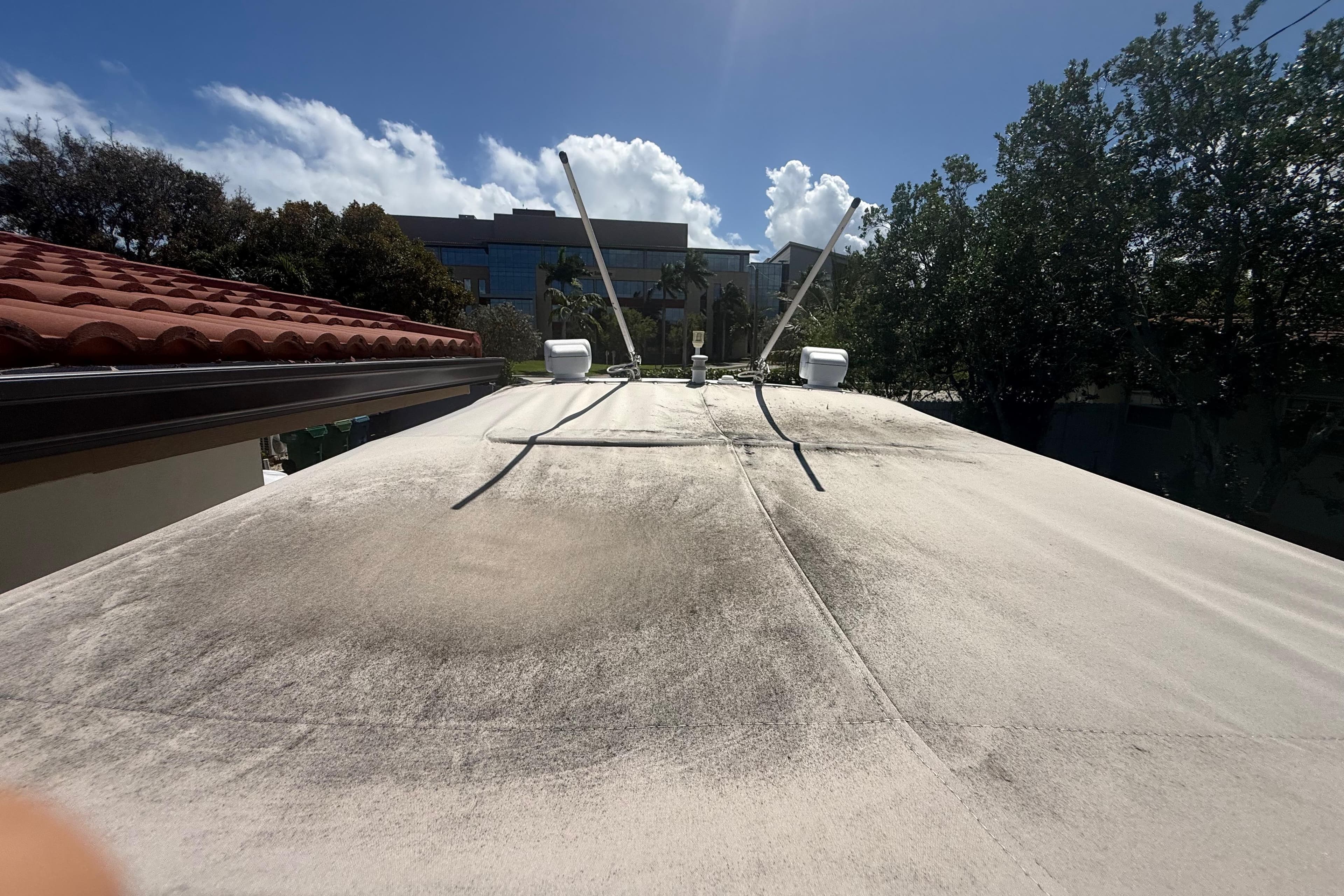 Rooftop view with antennas and clear sky, Concept 27, 2015 model.