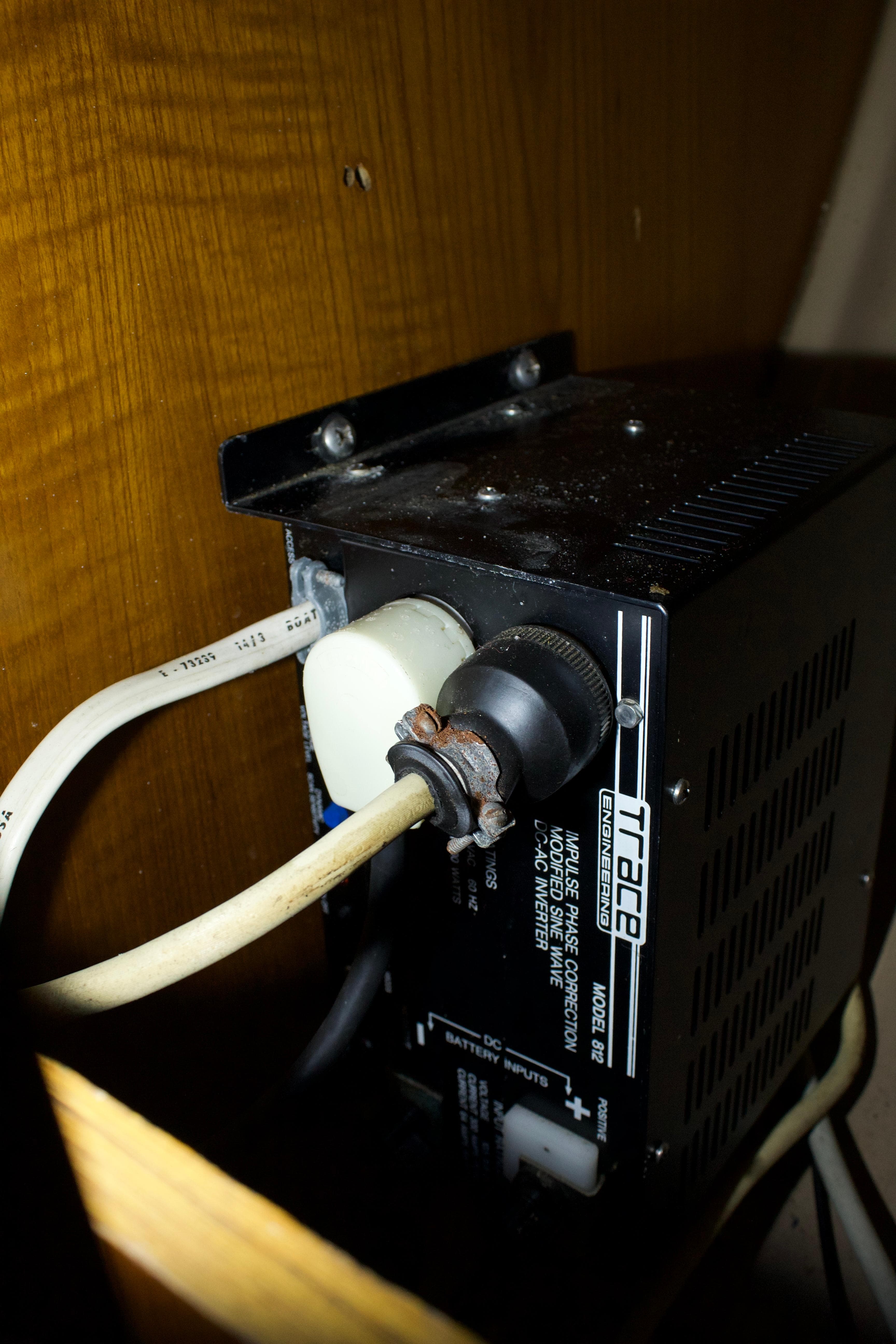 Electrical component inside a 1988 Beneteau First 405 Tall Rig sailboat.