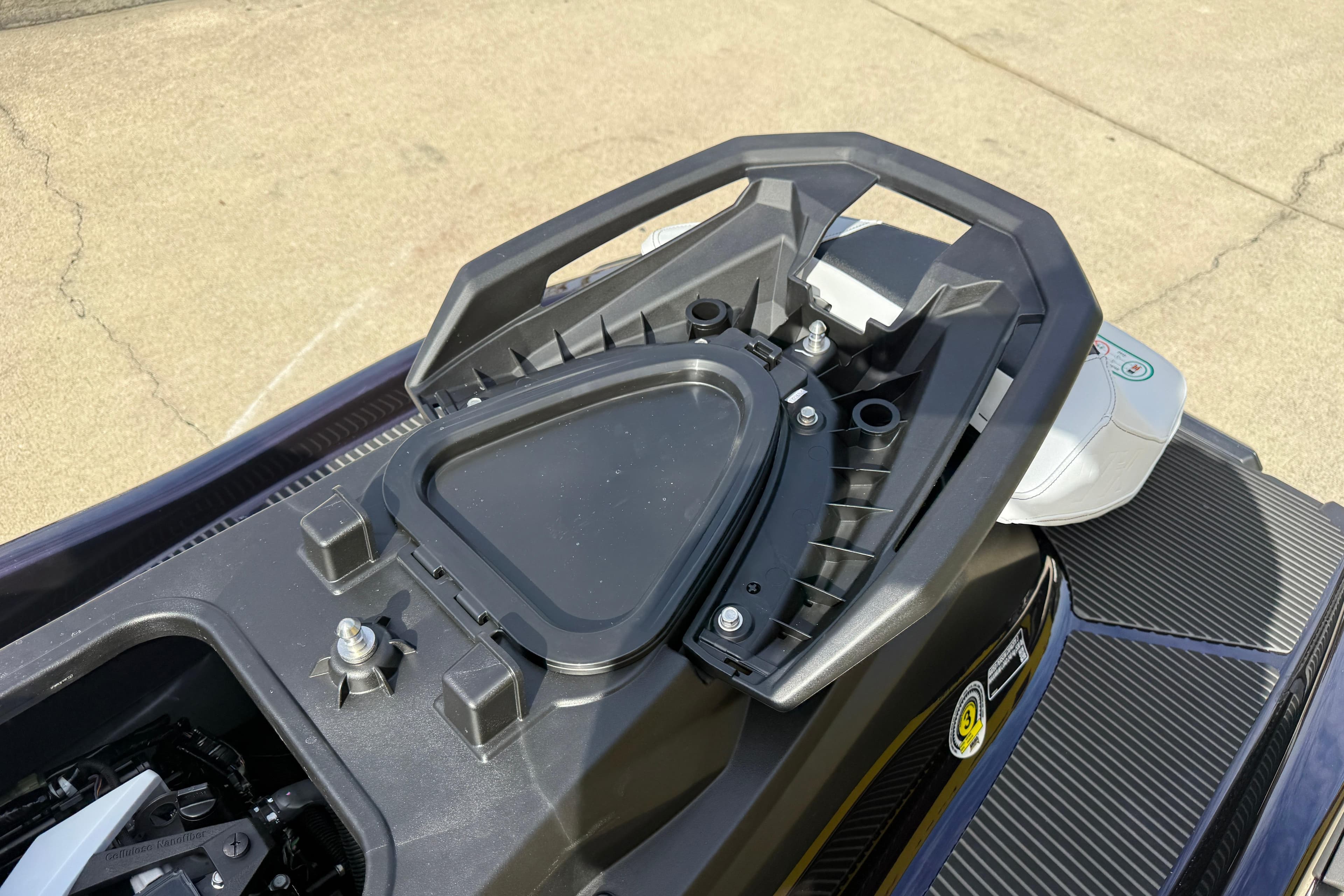 2026 Yamaha WaveRunner VX Cruiser HO storage compartment detail.