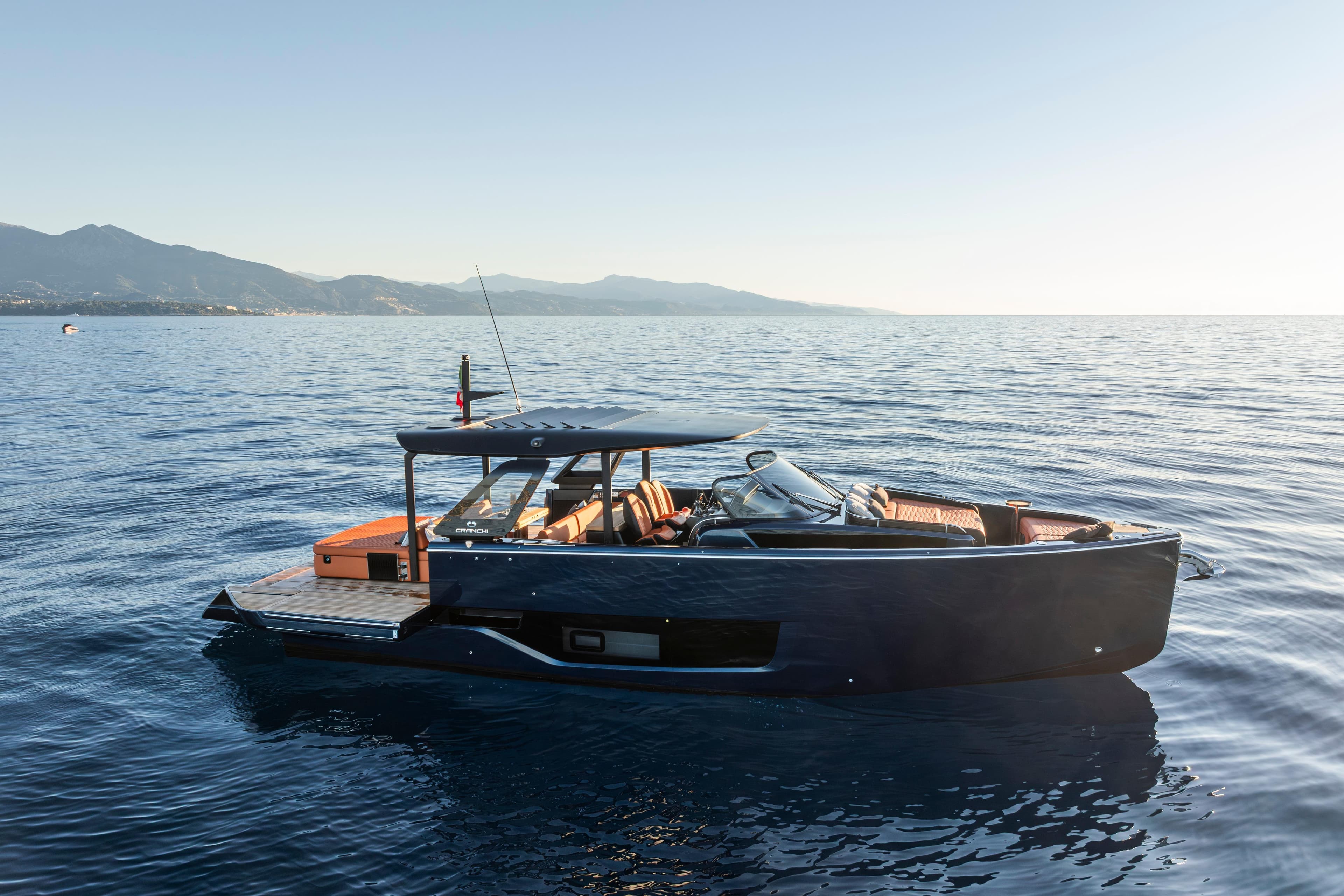 2026 Cranchi A46 Luxury Tender yacht on serene ocean waters.