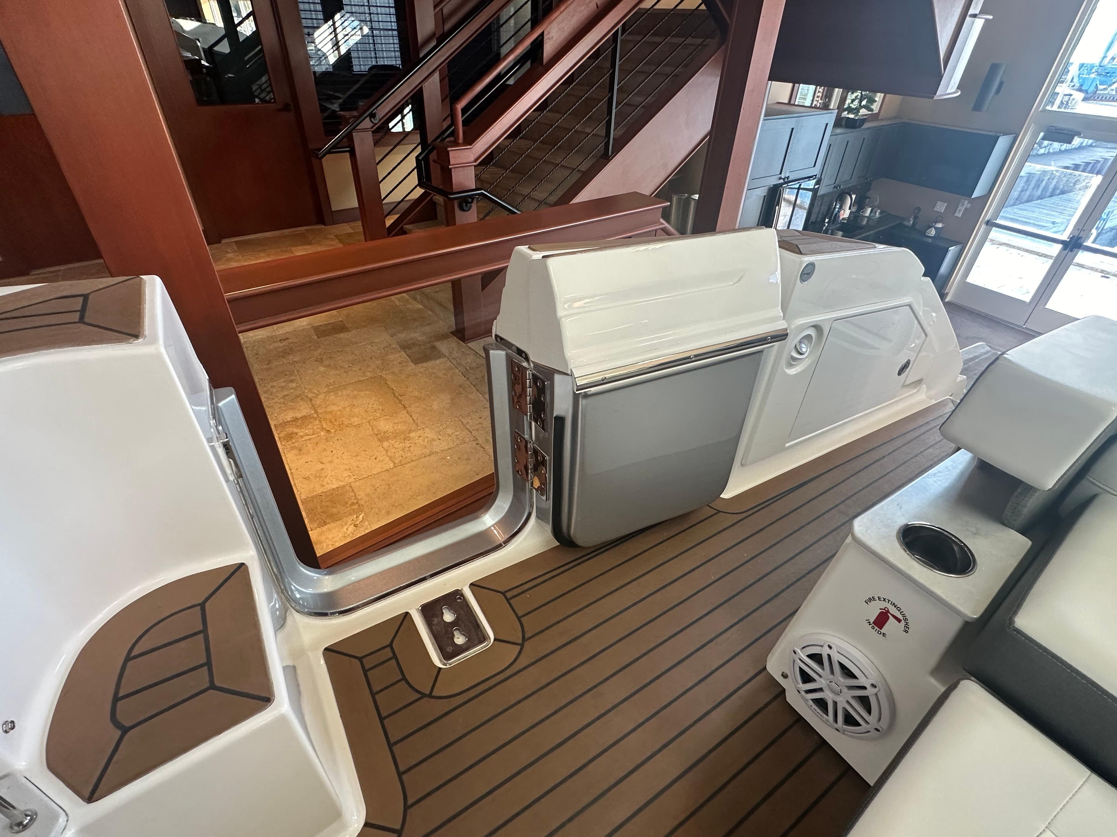 Interior view of 2022 Tiara Yachts 43 LE, featuring sleek design and modern amenities.