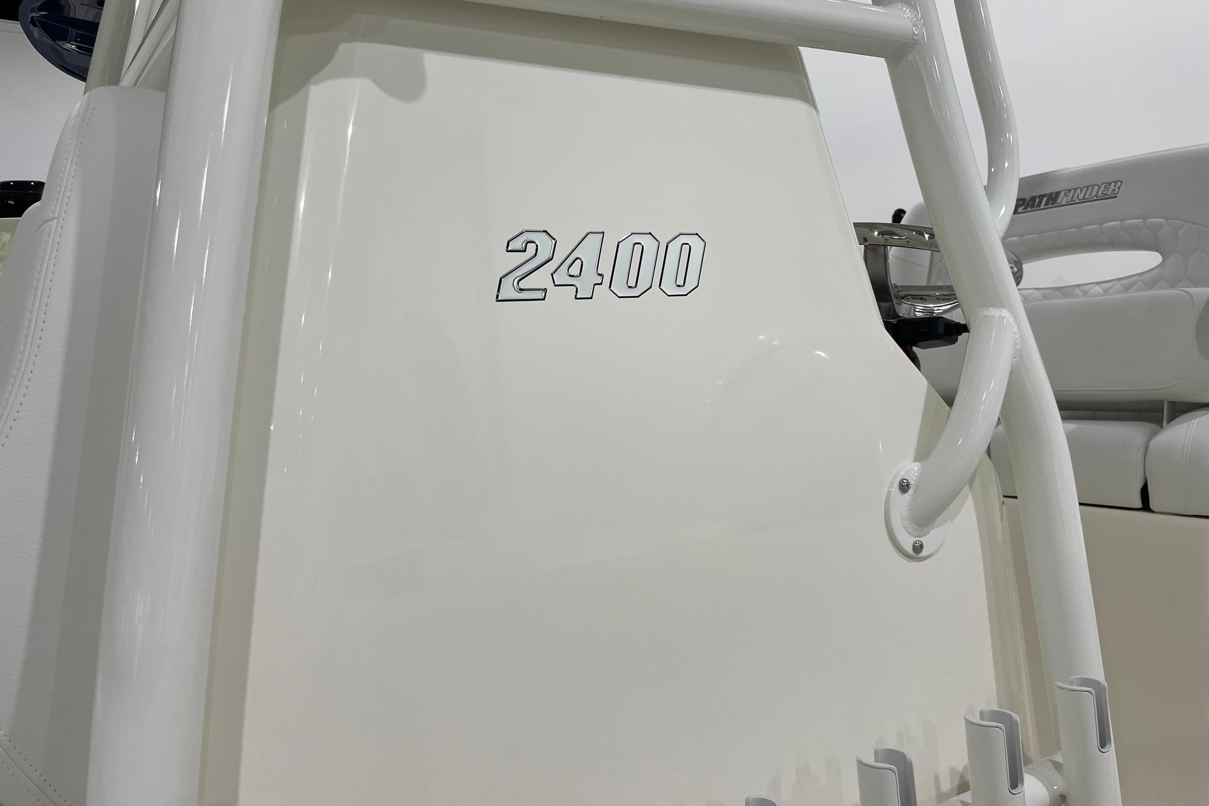 2026 Pathfinder 2400 TRS boat interior with model number detail.