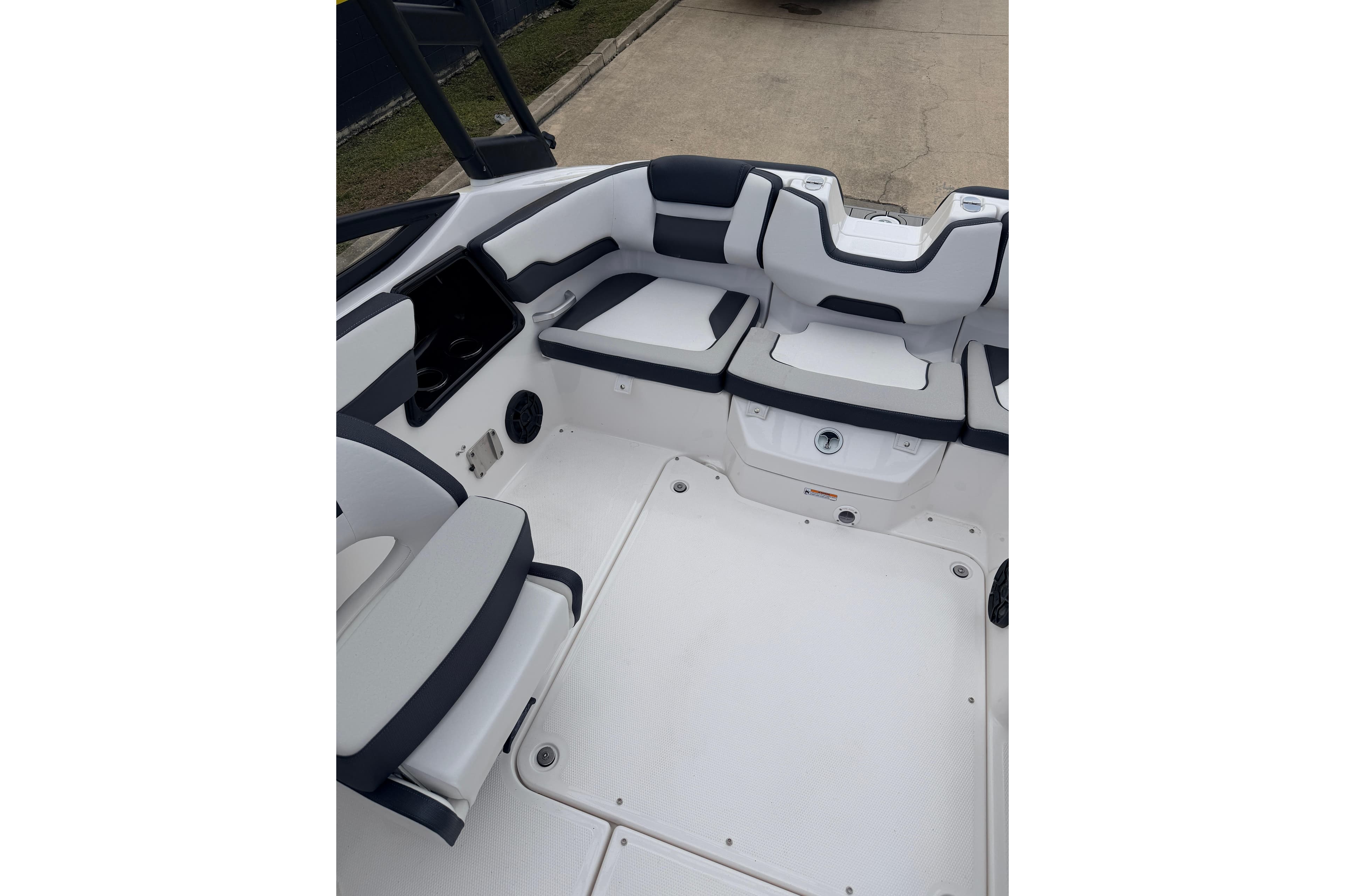 Interior of 2026 Yamaha Boats AR195 with seating and storage.