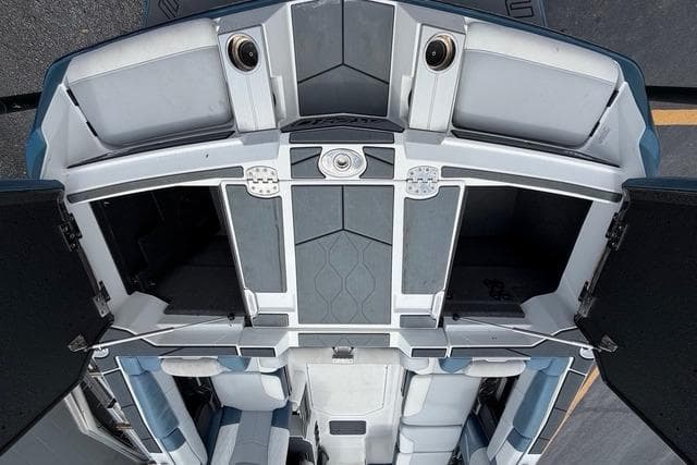 2021 Malibu M240 boat interior with spacious seating and modern design.