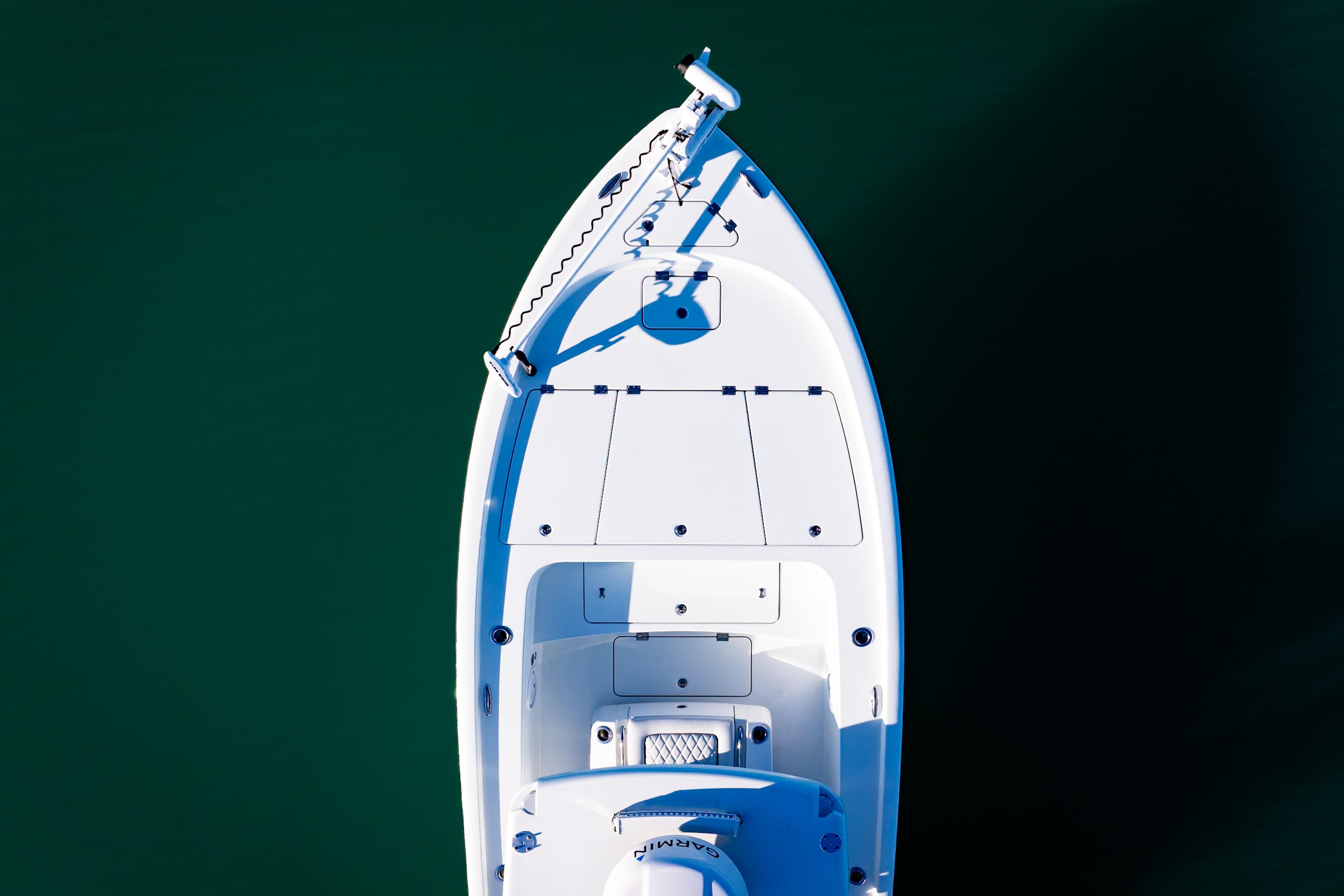 Top view of 2016 Barker Boatworks 26 Calibogue Bay on calm water.