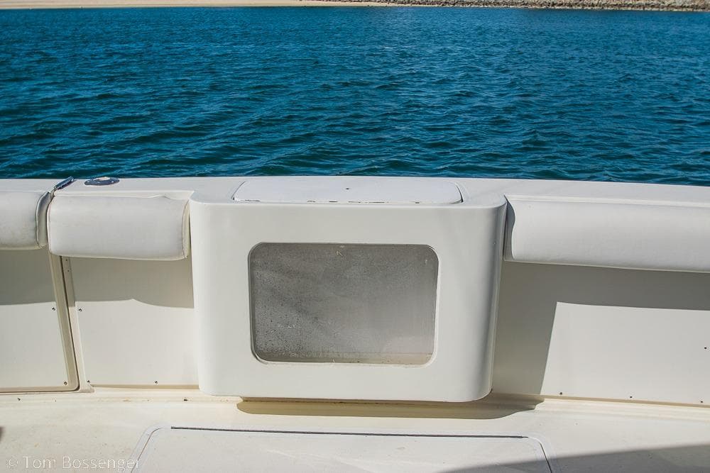 1989 Bertram 50 Convertible boat deck with ocean view.