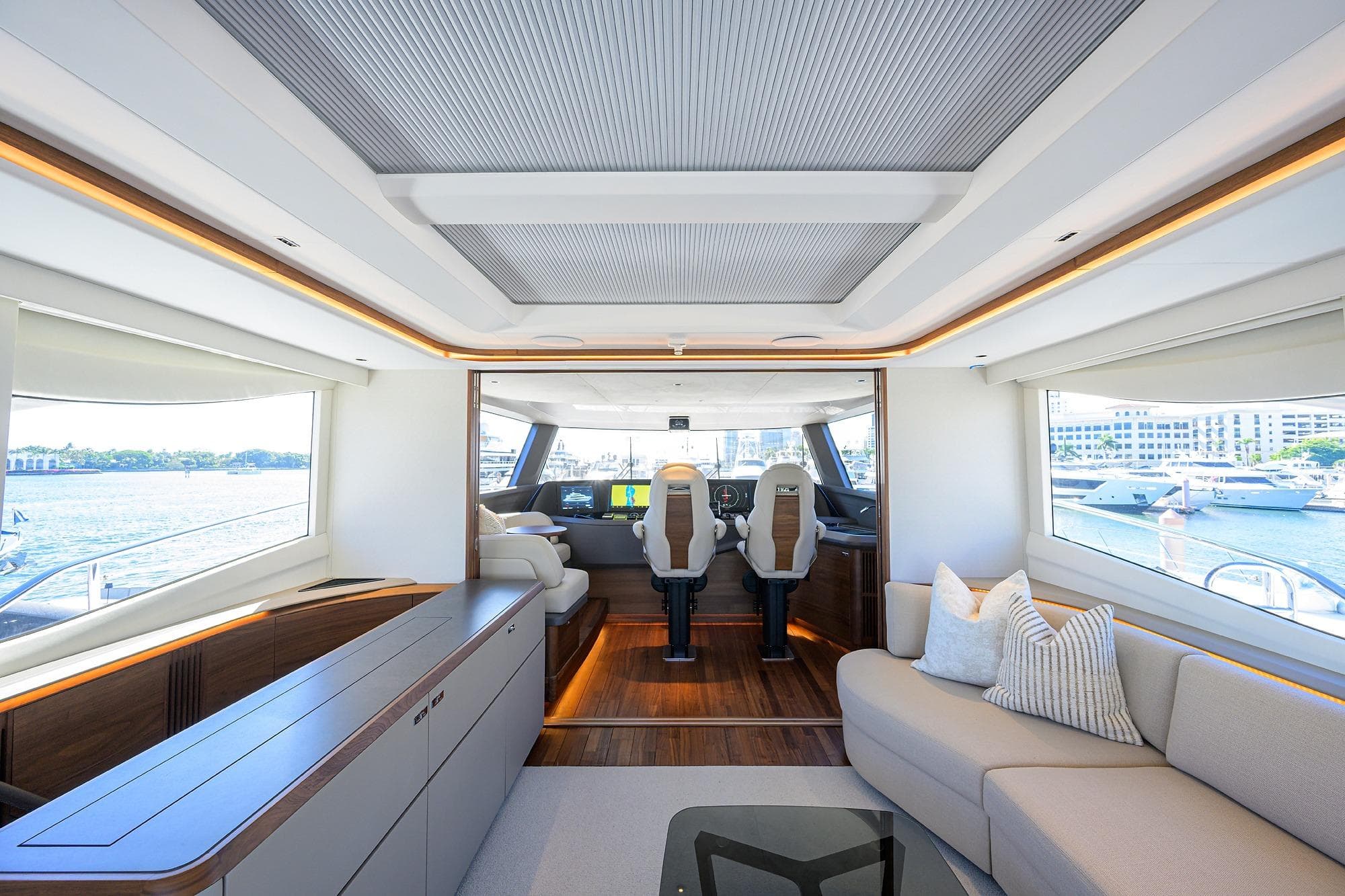 Luxurious interior of the 2026 Princess X80 yacht.