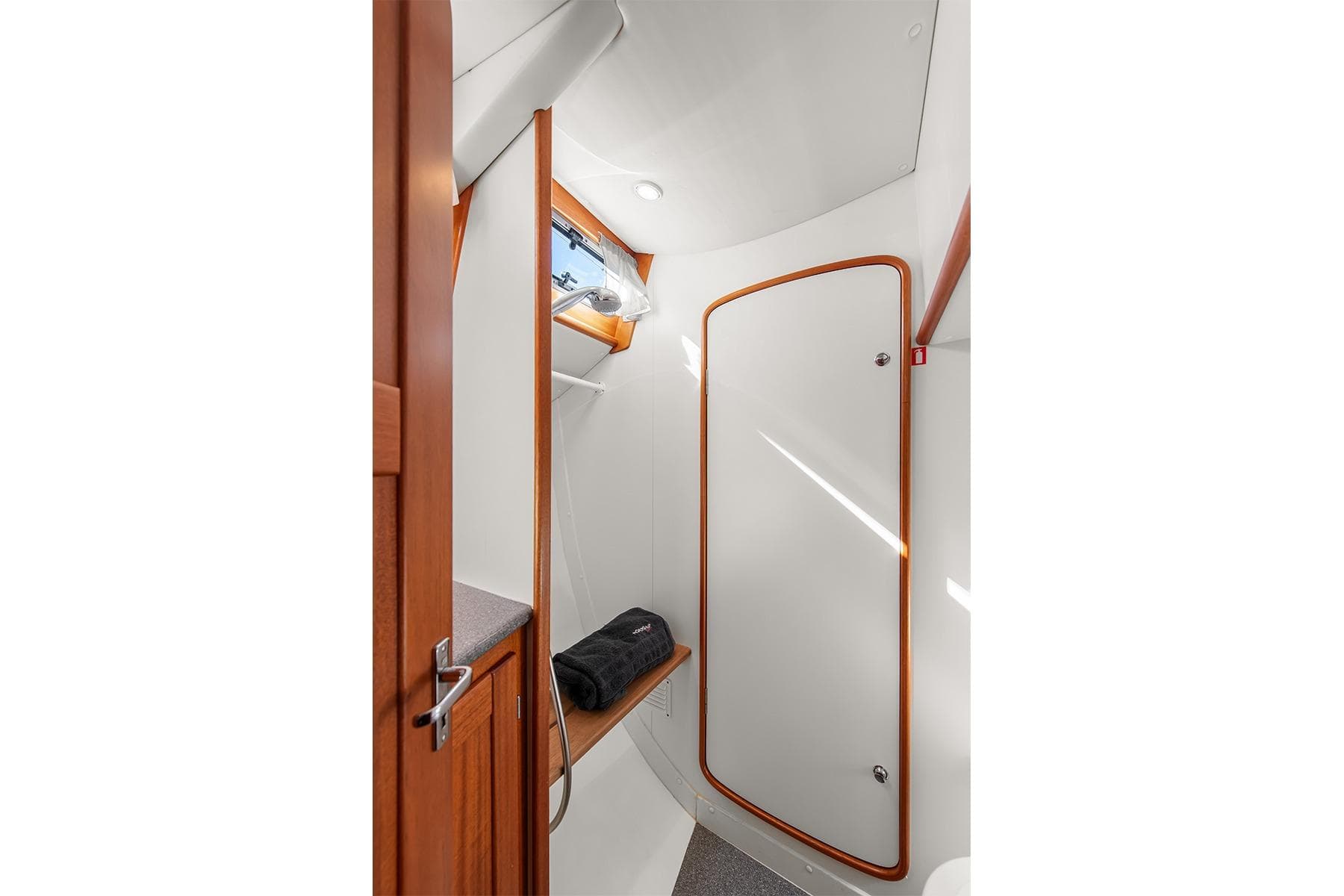 Interior of 2007 Nordship 40 DS yacht, featuring a compact, well-lit bathroom space.