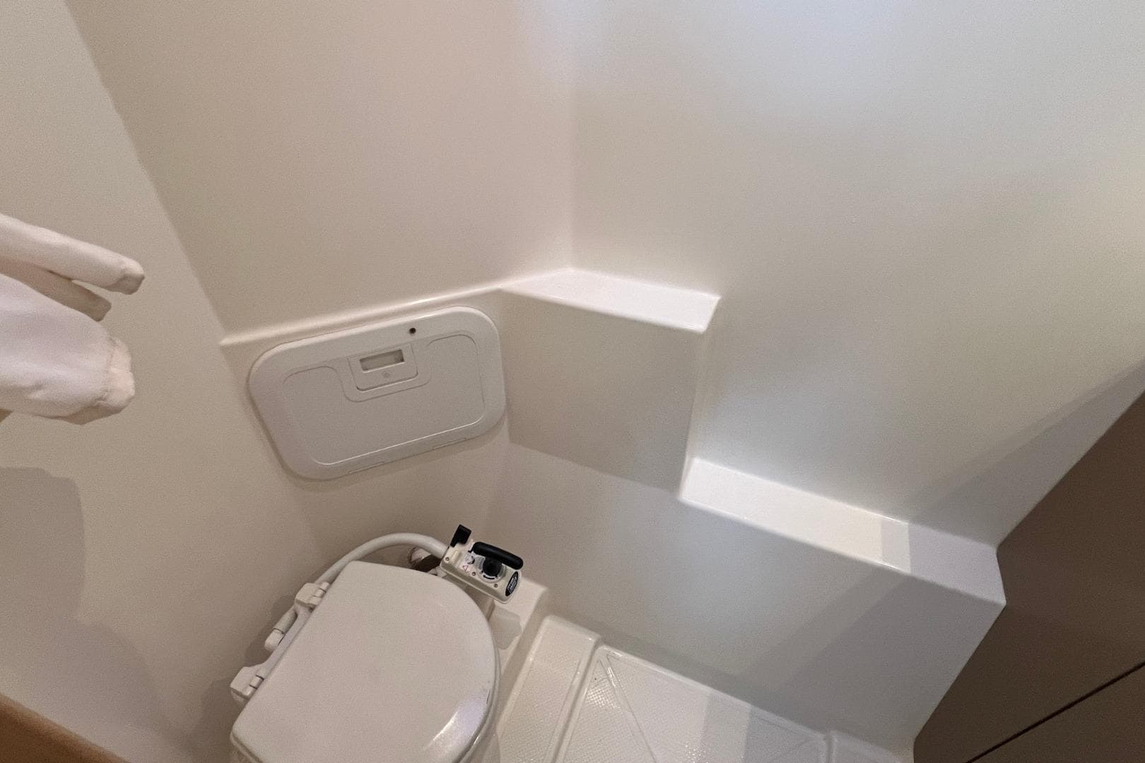 Bathroom interior of 2018 Fountaine Pajot MY 37 yacht, featuring a compact toilet.
