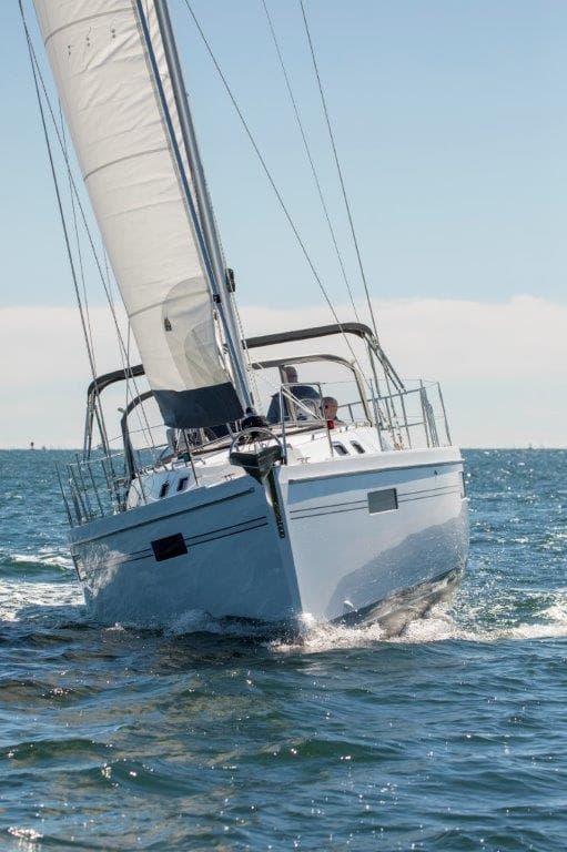 Sailing yacht Catalina 426, 2026 model, navigating through open sea under clear skies.