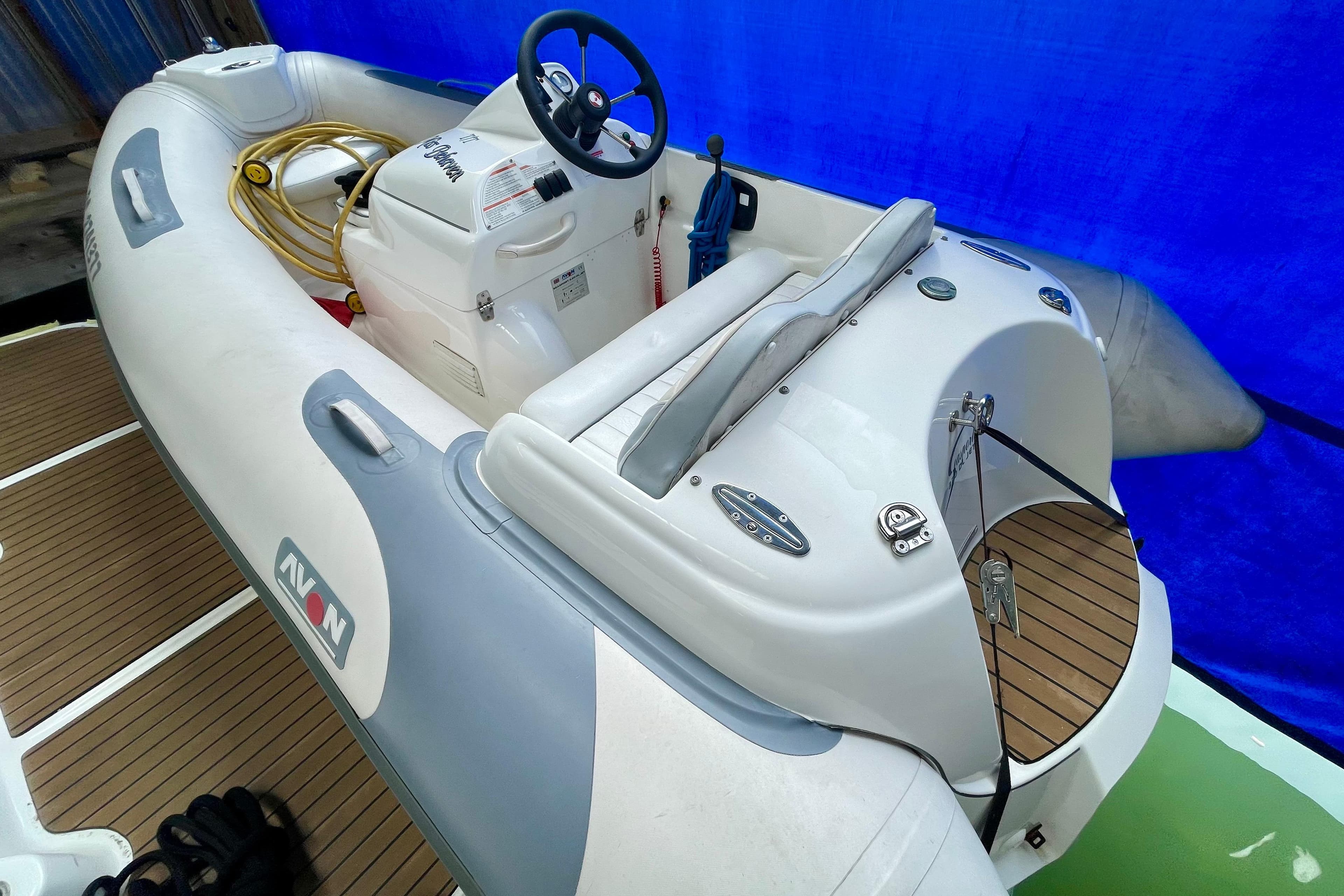Avon Jet Tender on Hydraulic lift