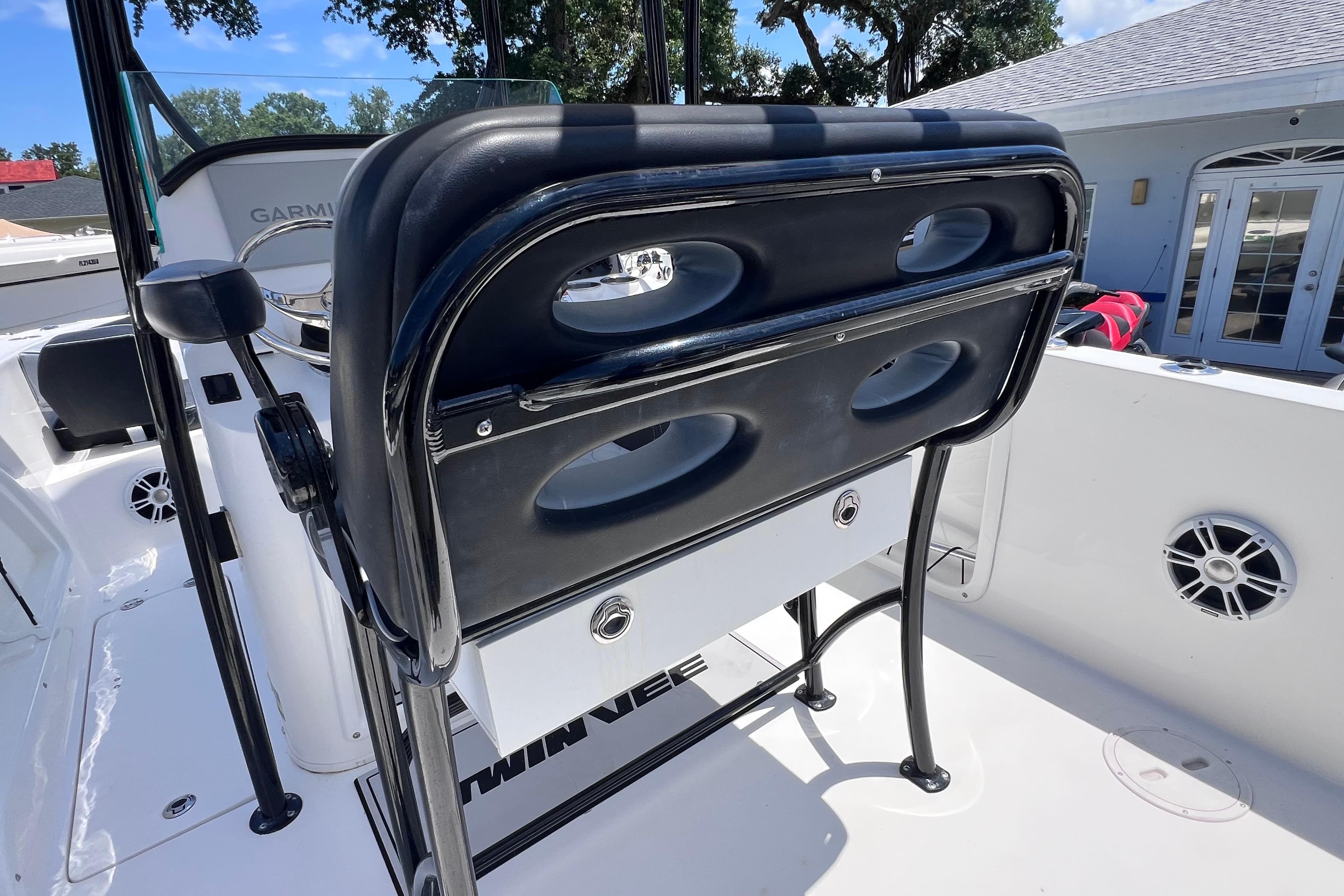 2023 Twin Vee 240 GFX CC boat interior with seating and console details.