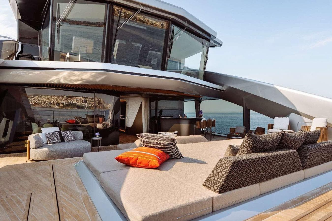 Luxurious 2024 Tecnomar Catamaran 44 with spacious deck and modern seating.